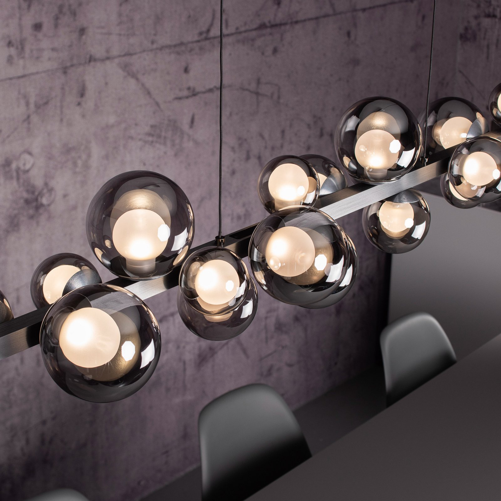 Lampa wisząca LED PURE E-Popup, szara, szkło/metal CCT 18-światło.