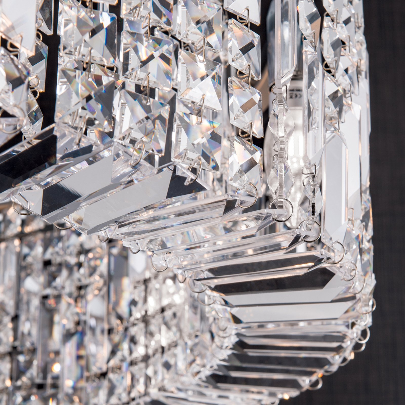 Fonkelende kristallen hanglamp Ring 80 cm chroom