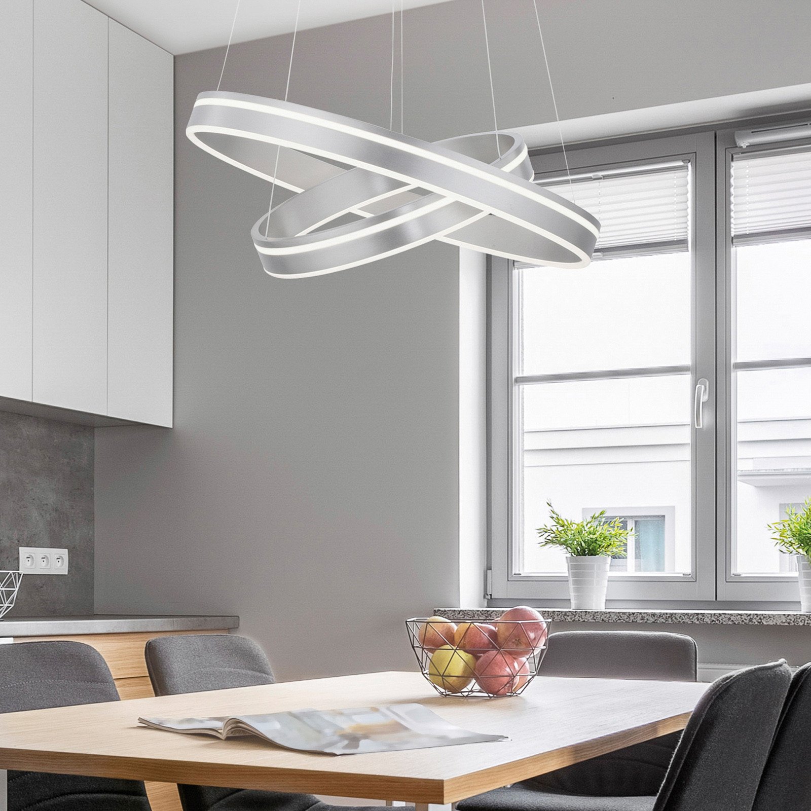 Q-Smart-Home Paul Neuhaus Q-VITO lampă suspendată 2 becuri oțel - Camera de zi / sufragerie - modern - Metal
