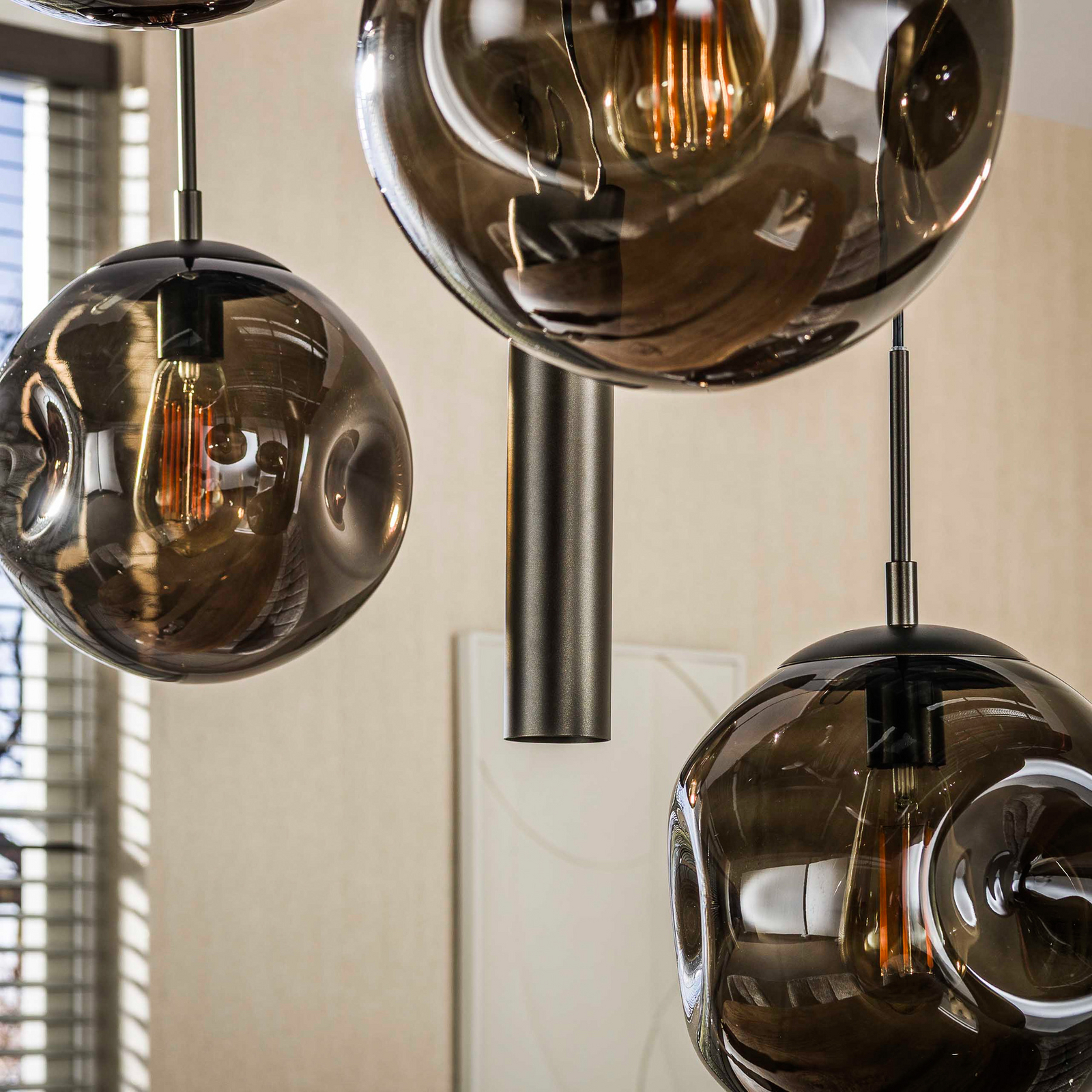 Pendelleuchte Stellar, braun, Glas, 9-flammig, E27, GU10