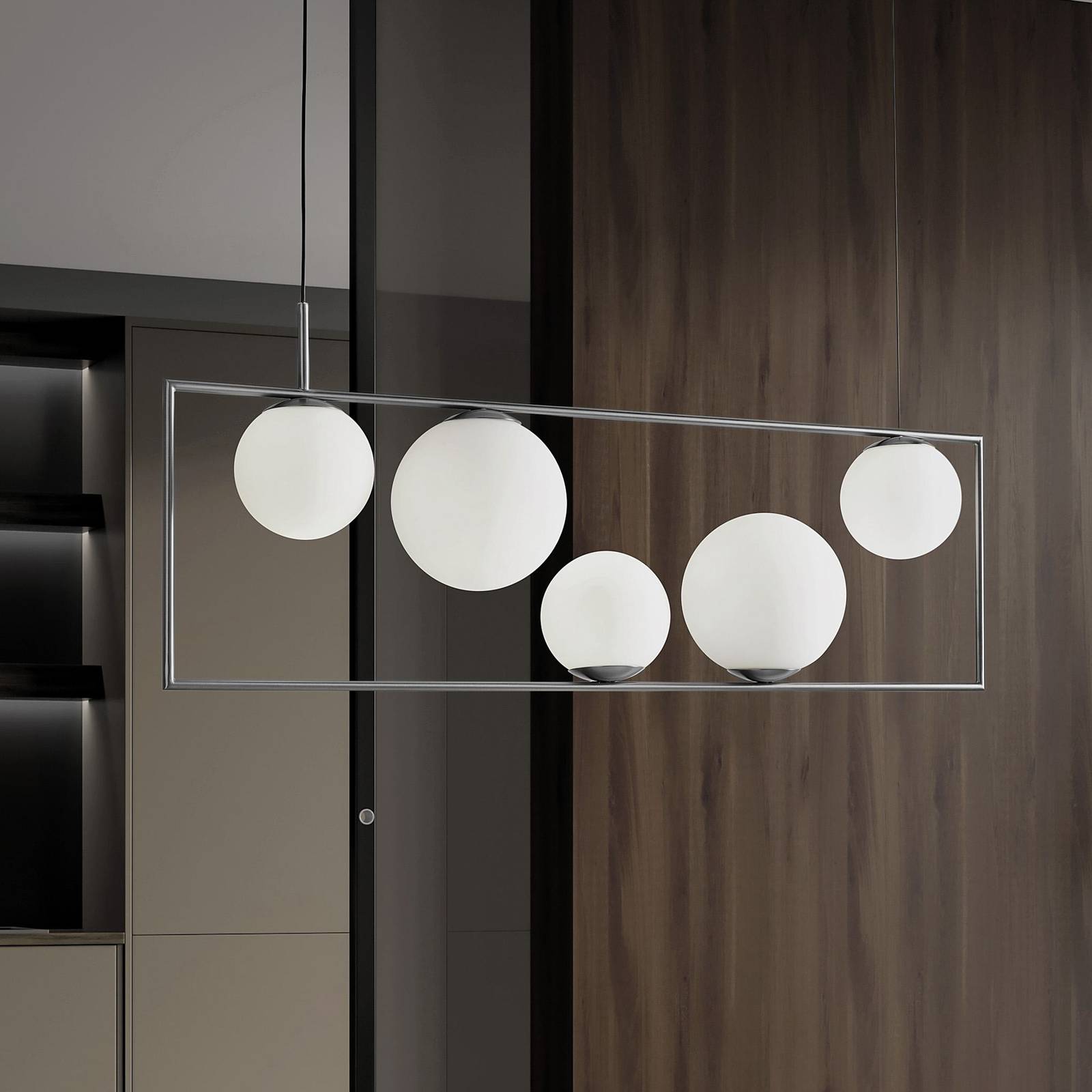 miloox by Sforzin Suspension Buble couleur acier à 5 lampes verre