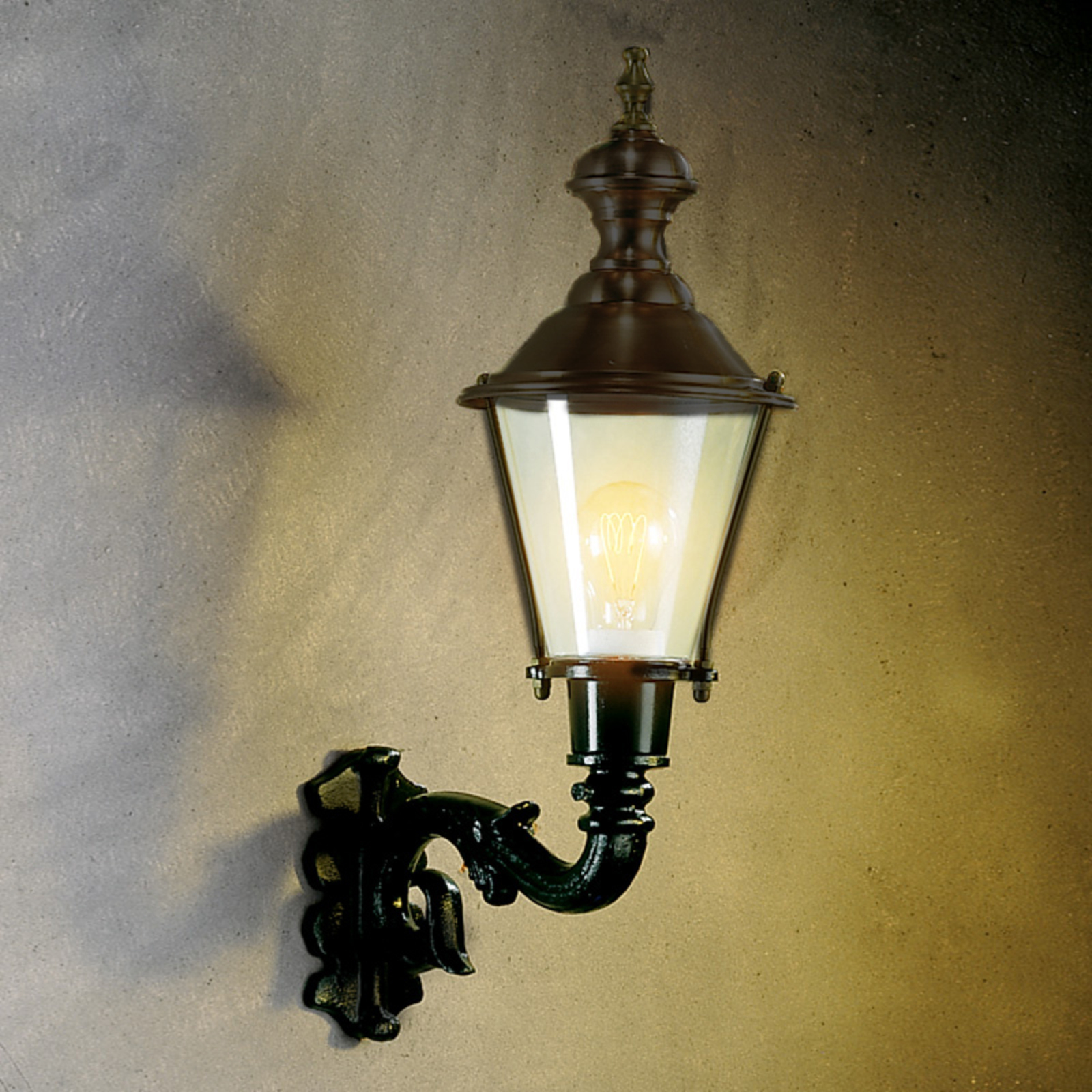 K. S. Verlichting Outdoor wall light Hoorn, uplight, black, aluminium, copper, plexiglass, E27, 60 W, energy efficiency: A++, H: 55 cm