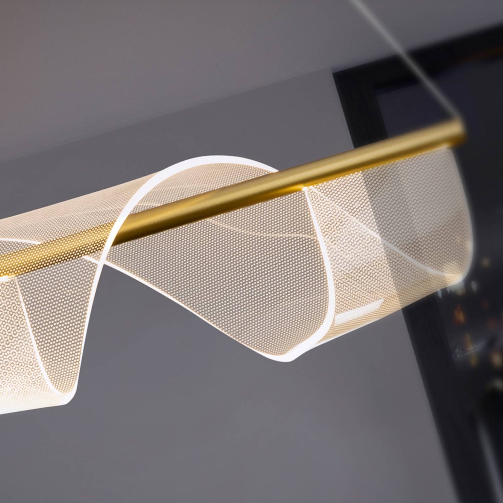 Lampa wisząca Velas LED, długa, kolor złoty, metal, tworzywo sztuczne