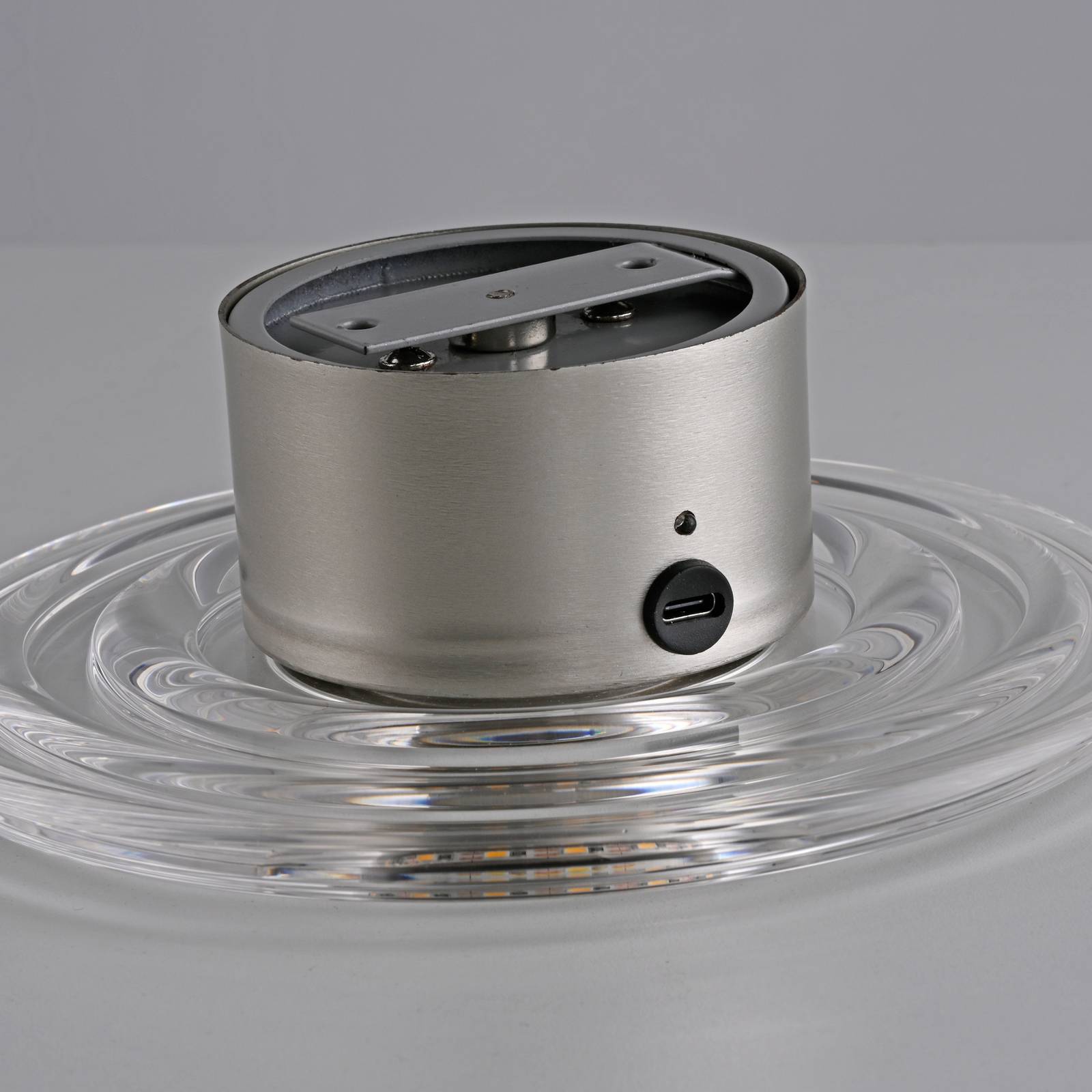 Paul Neuhaus Kinkiet LED Akku-Sono, przezroczysty, ściemniany