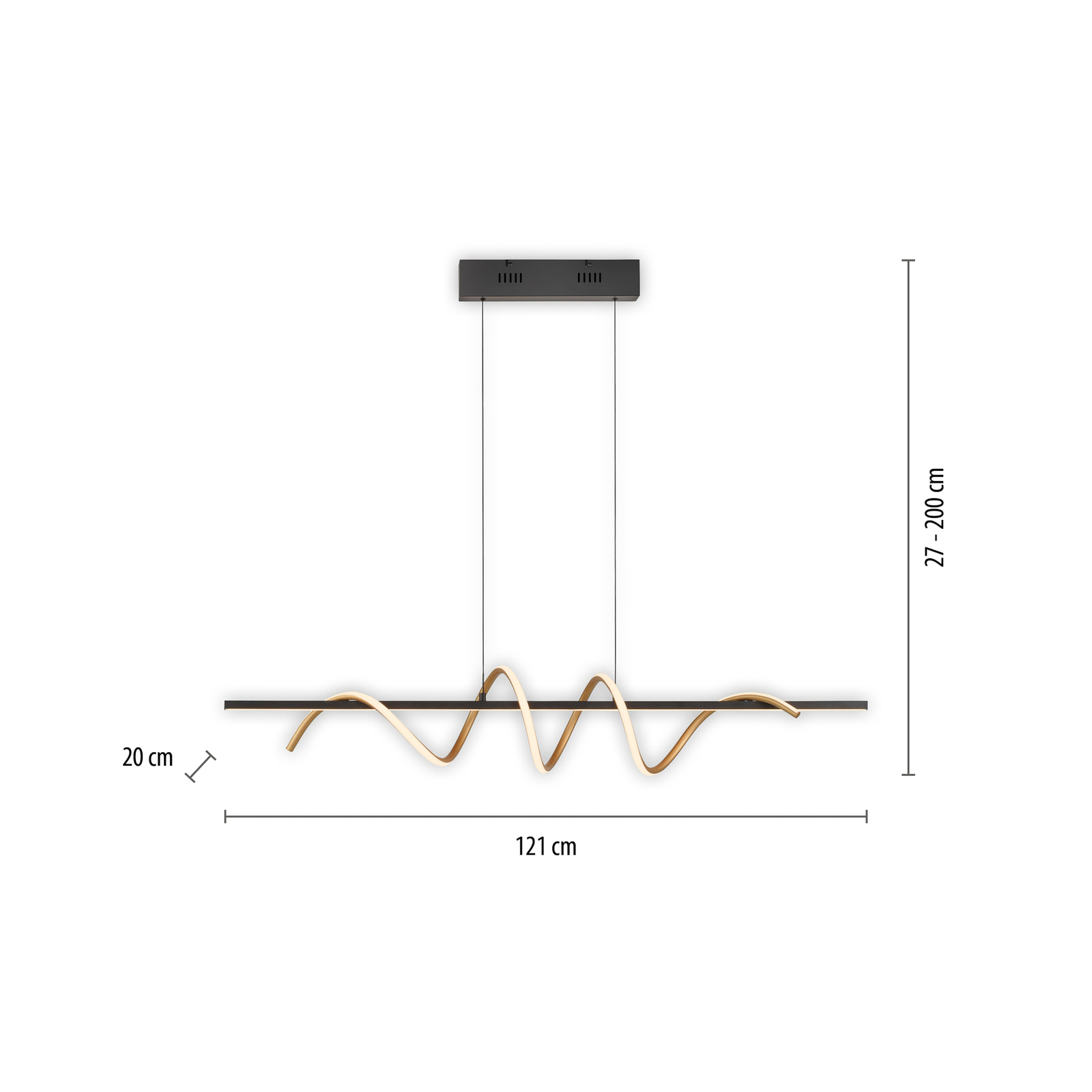 JUST LIGHT. LED-Hängeleuchte Emanda, Eisen, schwarz-messing