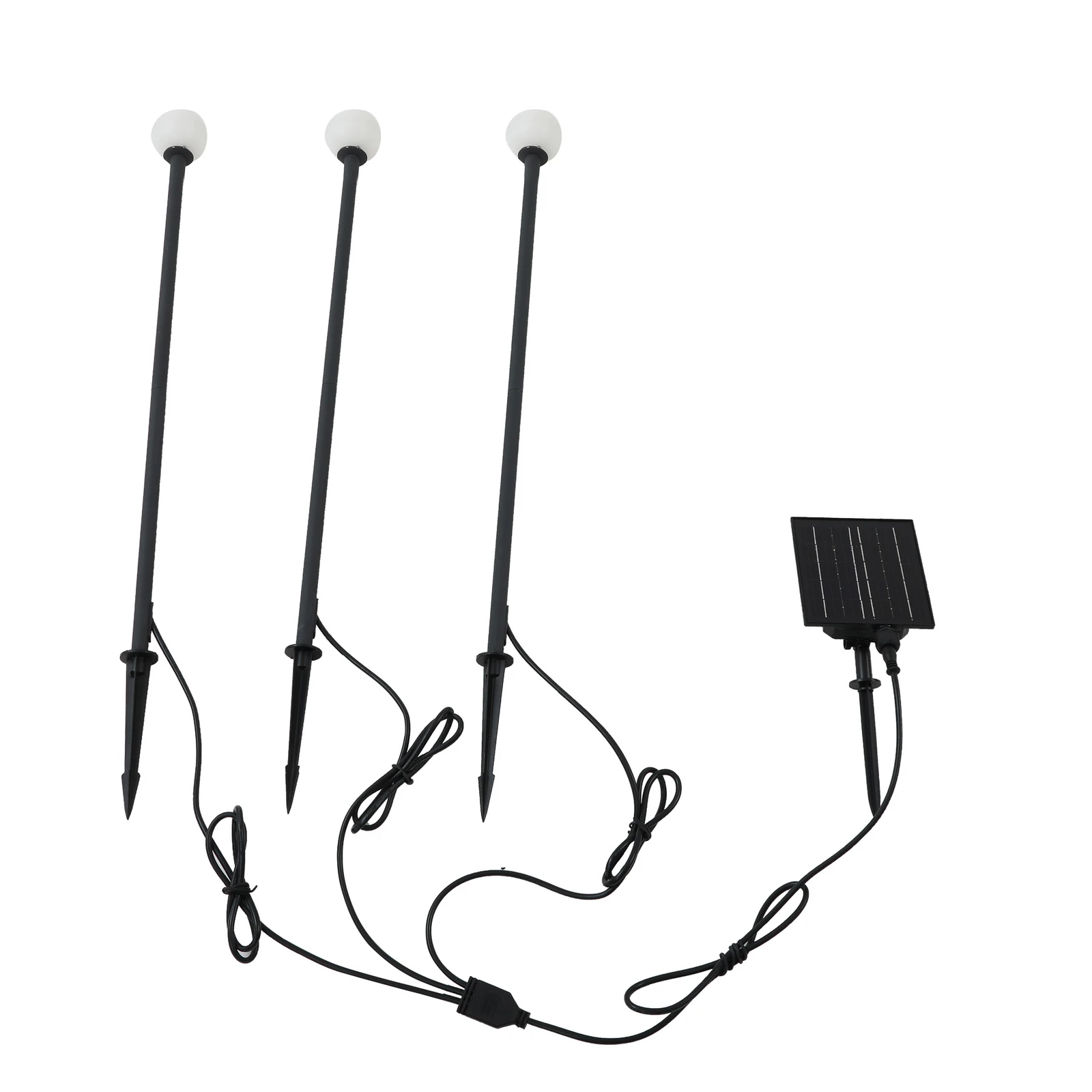 Lámpara LED solar Lindby Freydis, juego de 3, negro, 2000 K