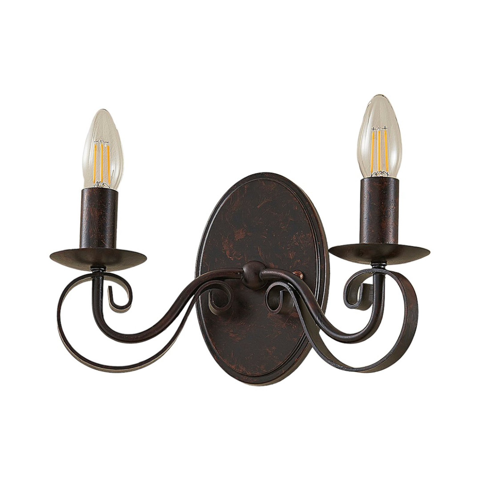 Roestkleurige wandlamp Caleb, 2-lamps