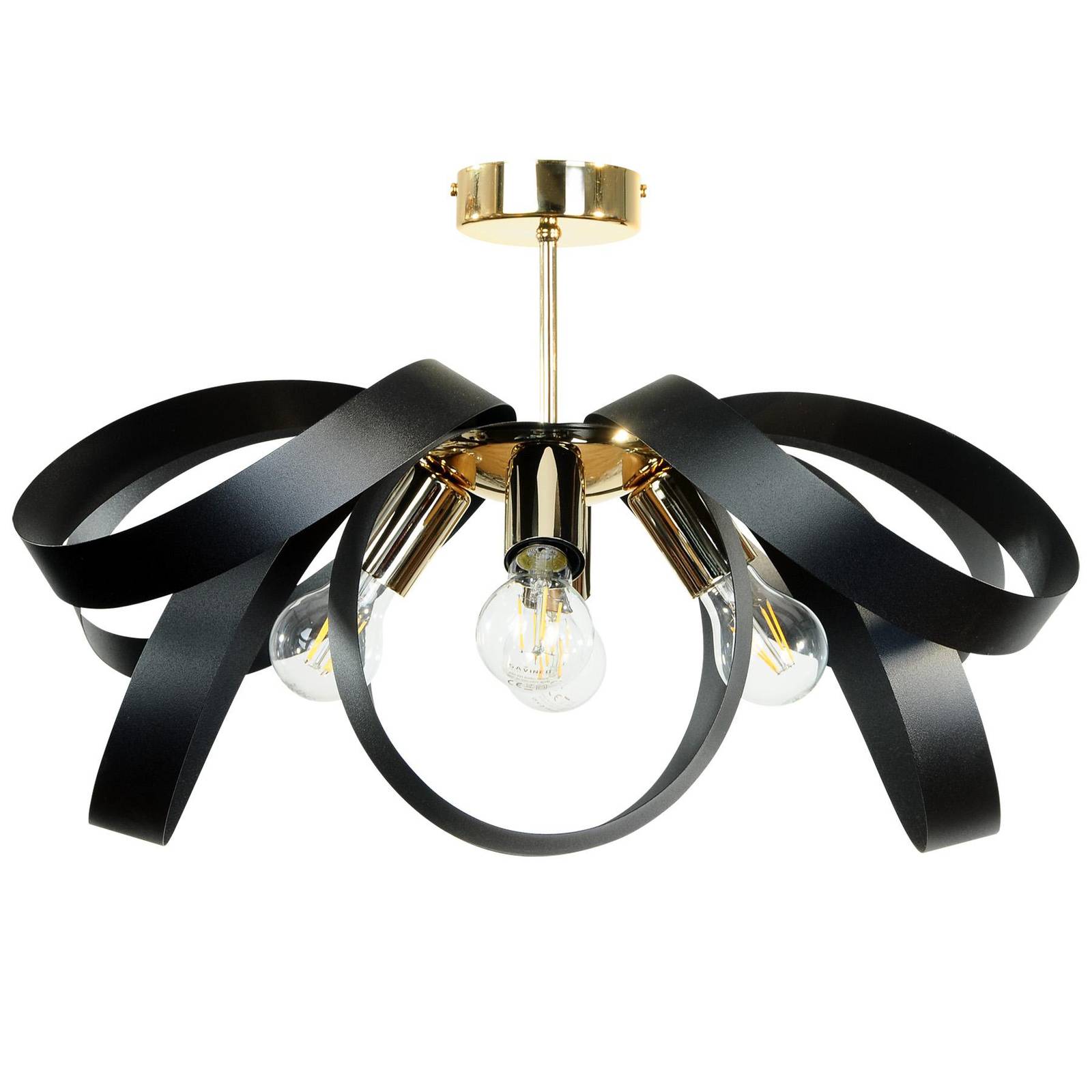 Euluna Deckenleuchte Petla, schwarz/gold, Metall, Ø 65 cm