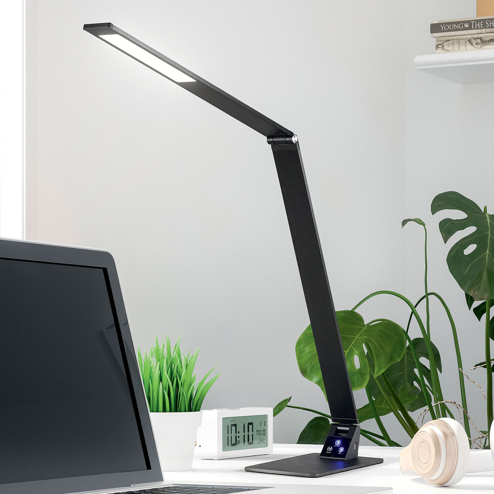 Lampa stołowa LED Wasp ze ściemniaczem, czarna