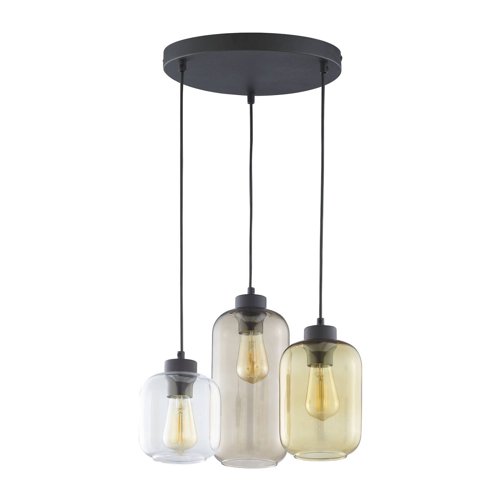 Hanglamp Marco Brown, 3-lamps, helder/bruin