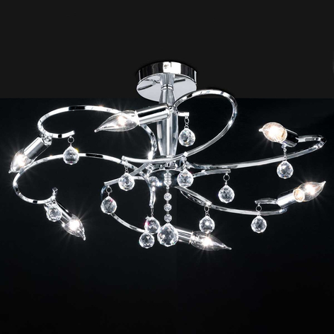 Plafonnier chrome SALA à 6 lampes aspect brillant