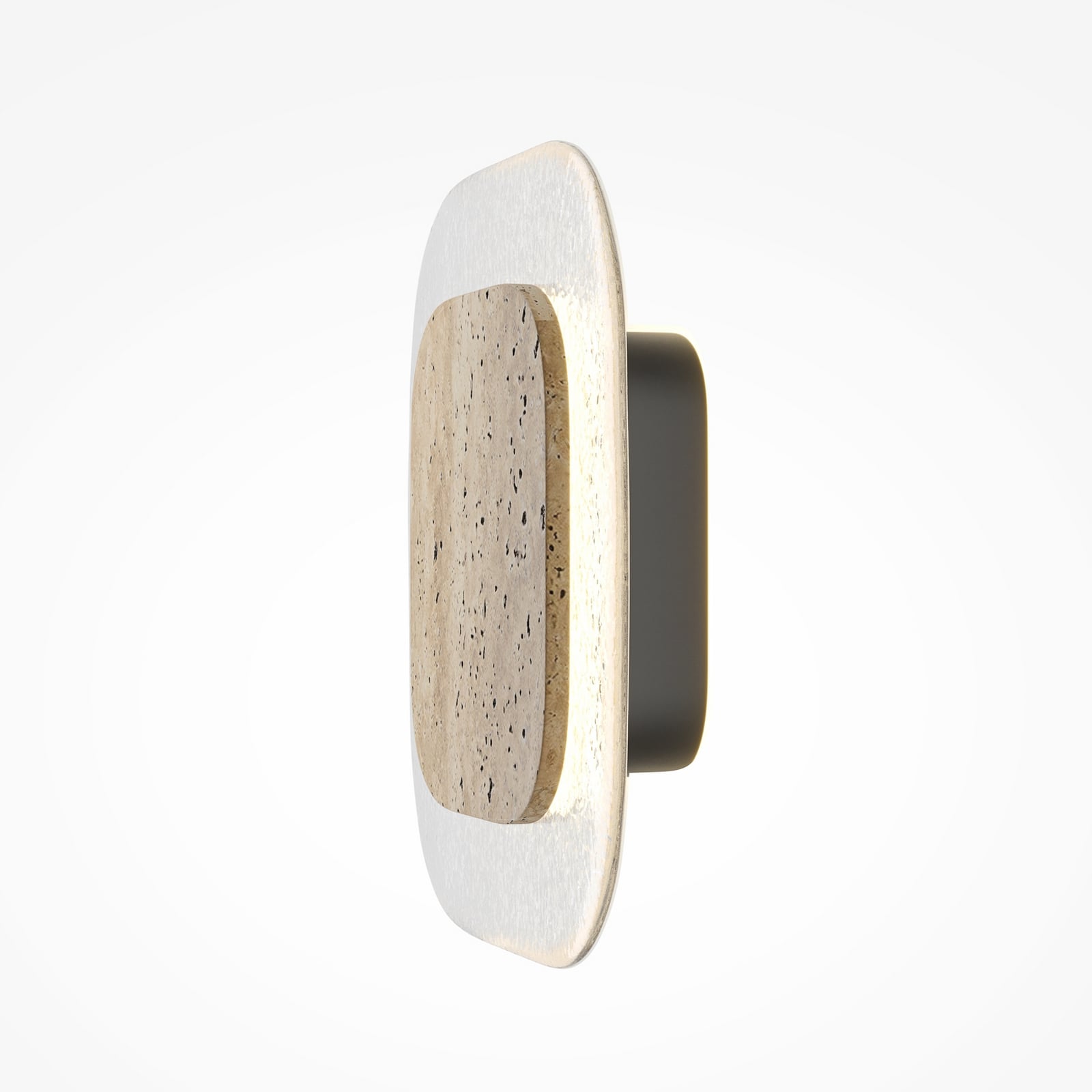 Tavo-LED-seinävalaisin, korkeus 25 cm, beige, kivi/lasi, 2700 K