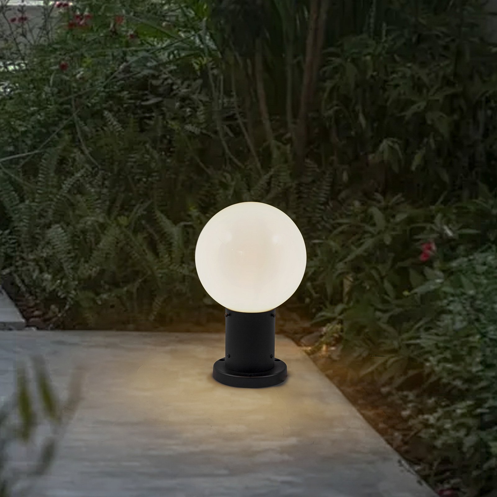 Dangan sokkellampe, højde 32 cm, hvid, metal, glas - Lindby