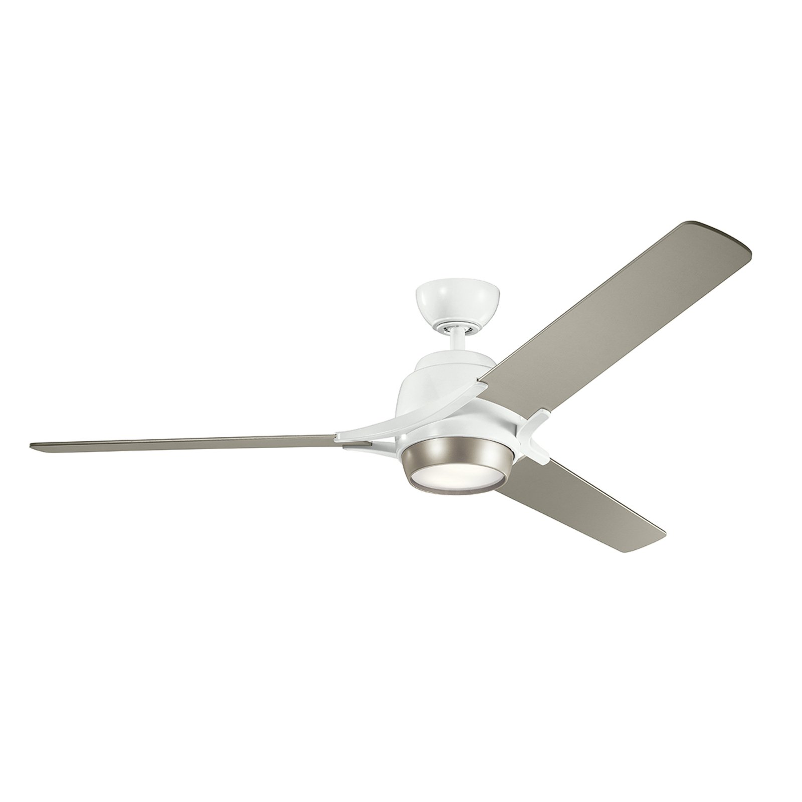 Zeus LED ceiling fan three-blade white and silver