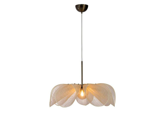 Lampa wisząca Styrka, Ø 75 cm, mosiądz/beż - Markslöjd