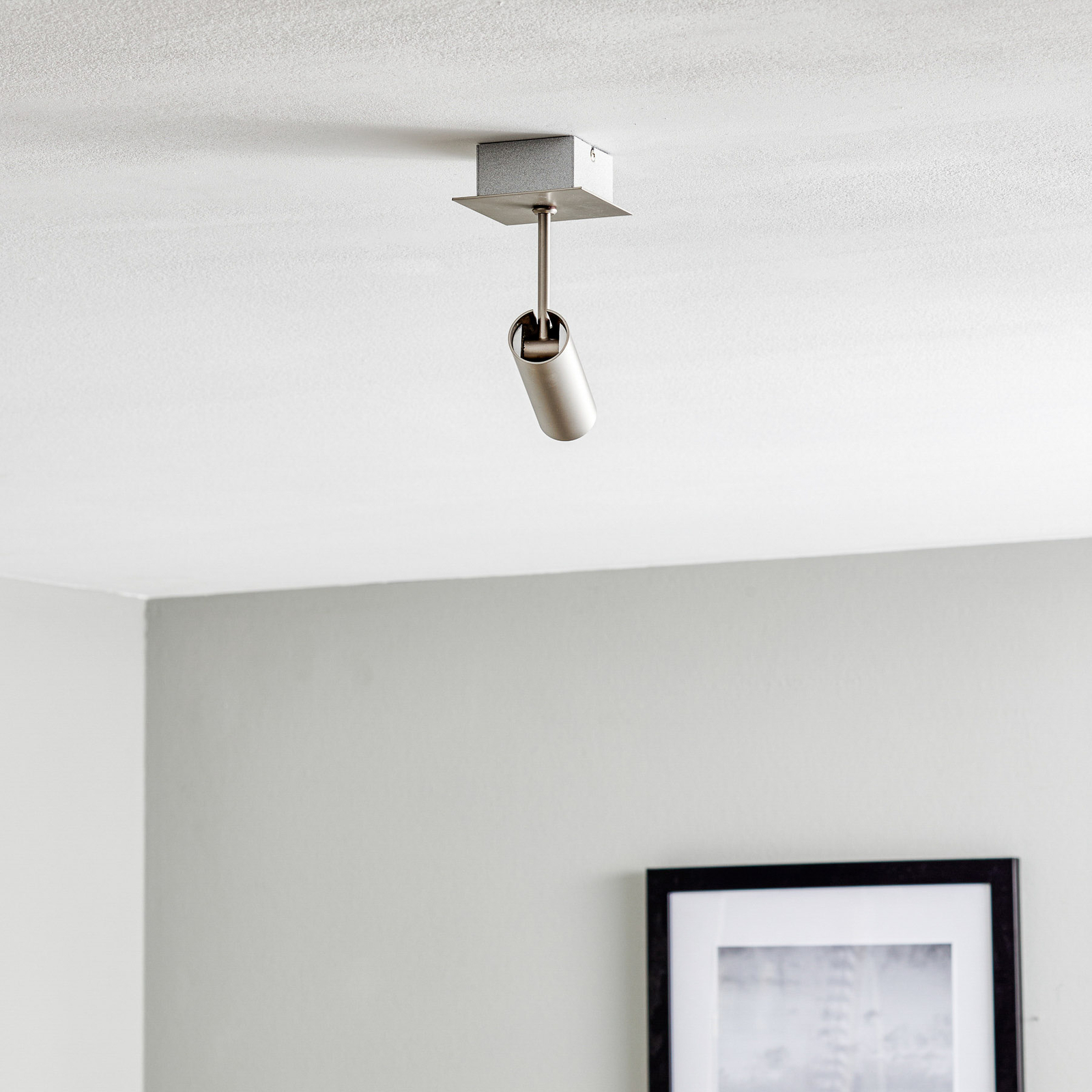 Tub LED wall spotlight, matt nickel, one-bulb