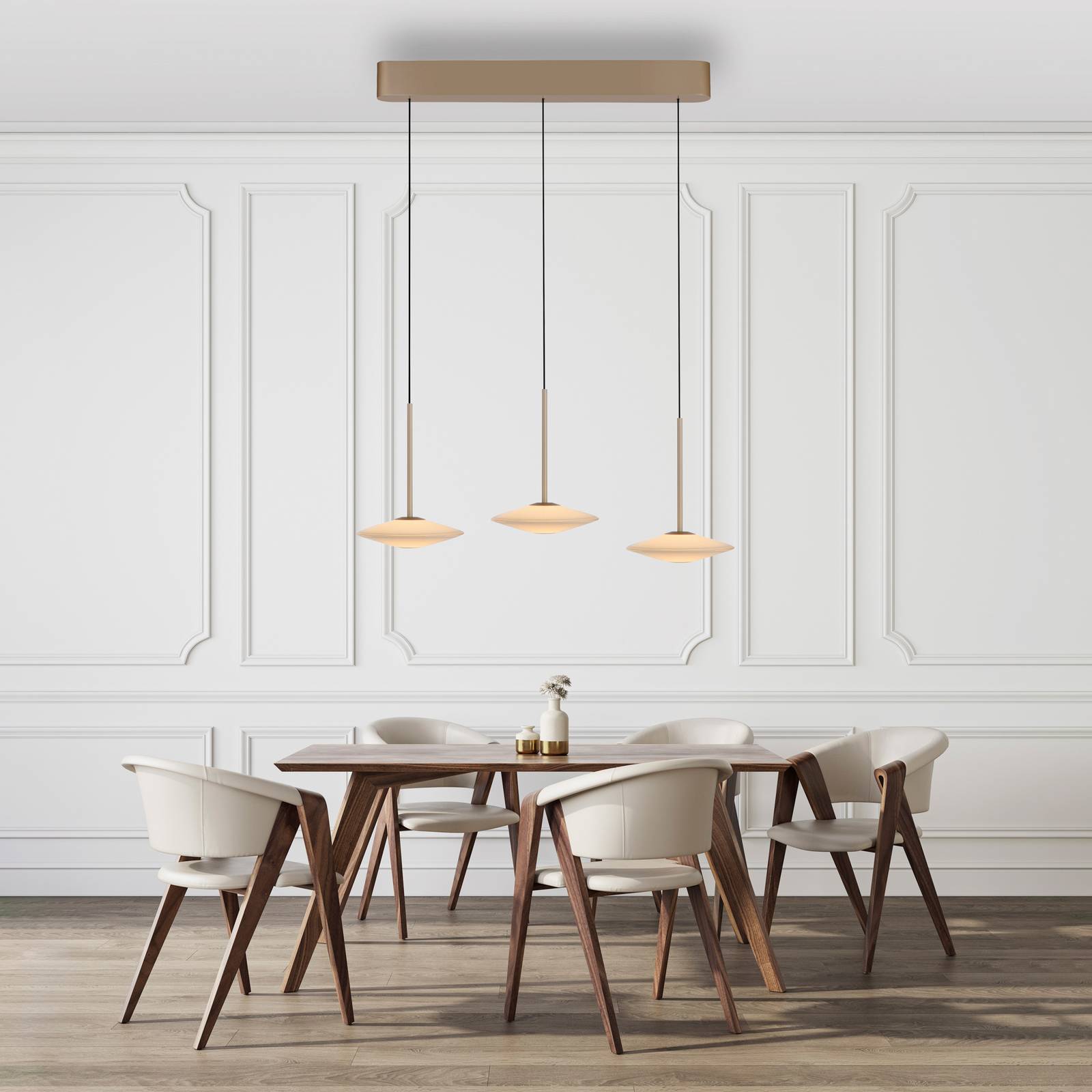 Paul Neuhaus LED-Pendelleuchte Elipsa, 3-flg., weiß/bronze günstig online kaufen
