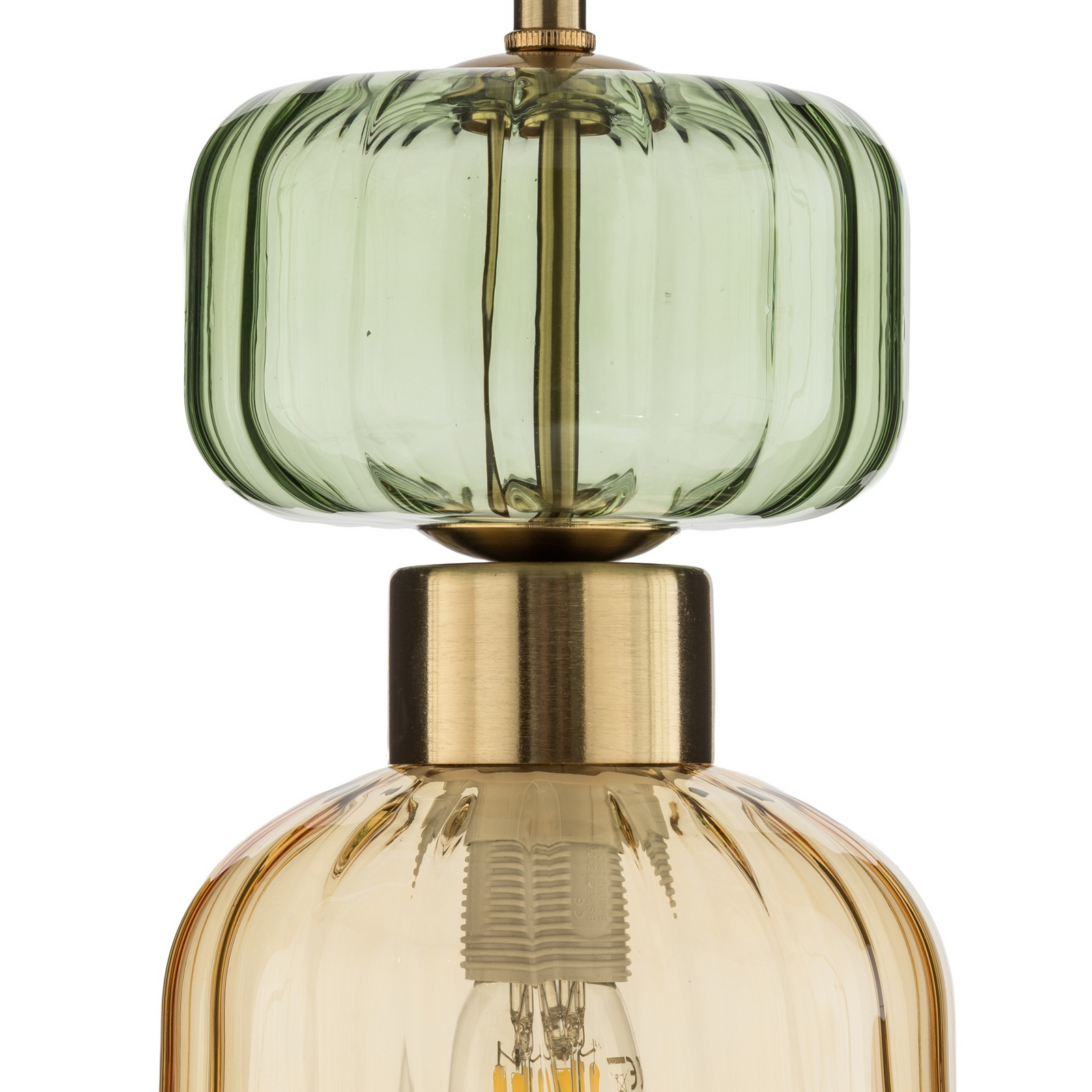Lámpara colgante Molly, ámbar/dorado, 1 luz, cristal, Ø 12 cm