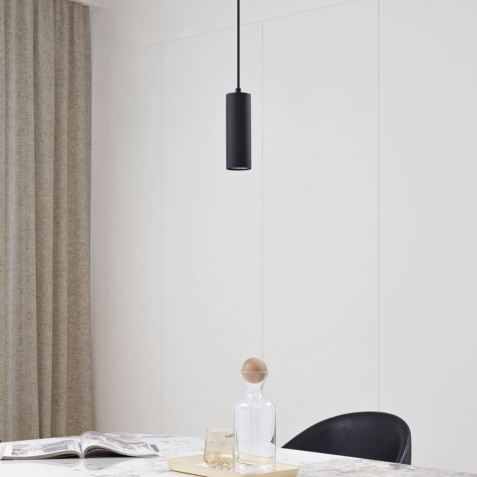 Lampa wisząca Lindby Joffrey, Ø 6 cm, czarna, metal, GU10