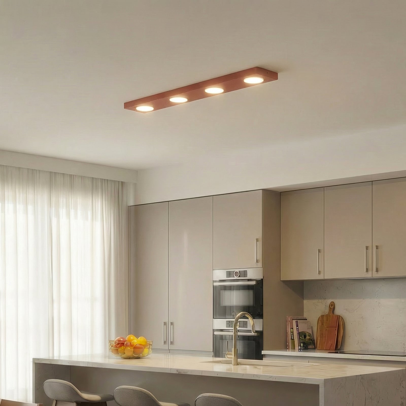 Plafonnier Hero, rouge, à 4 lampes, 75 x 12 cm, métal, GX53