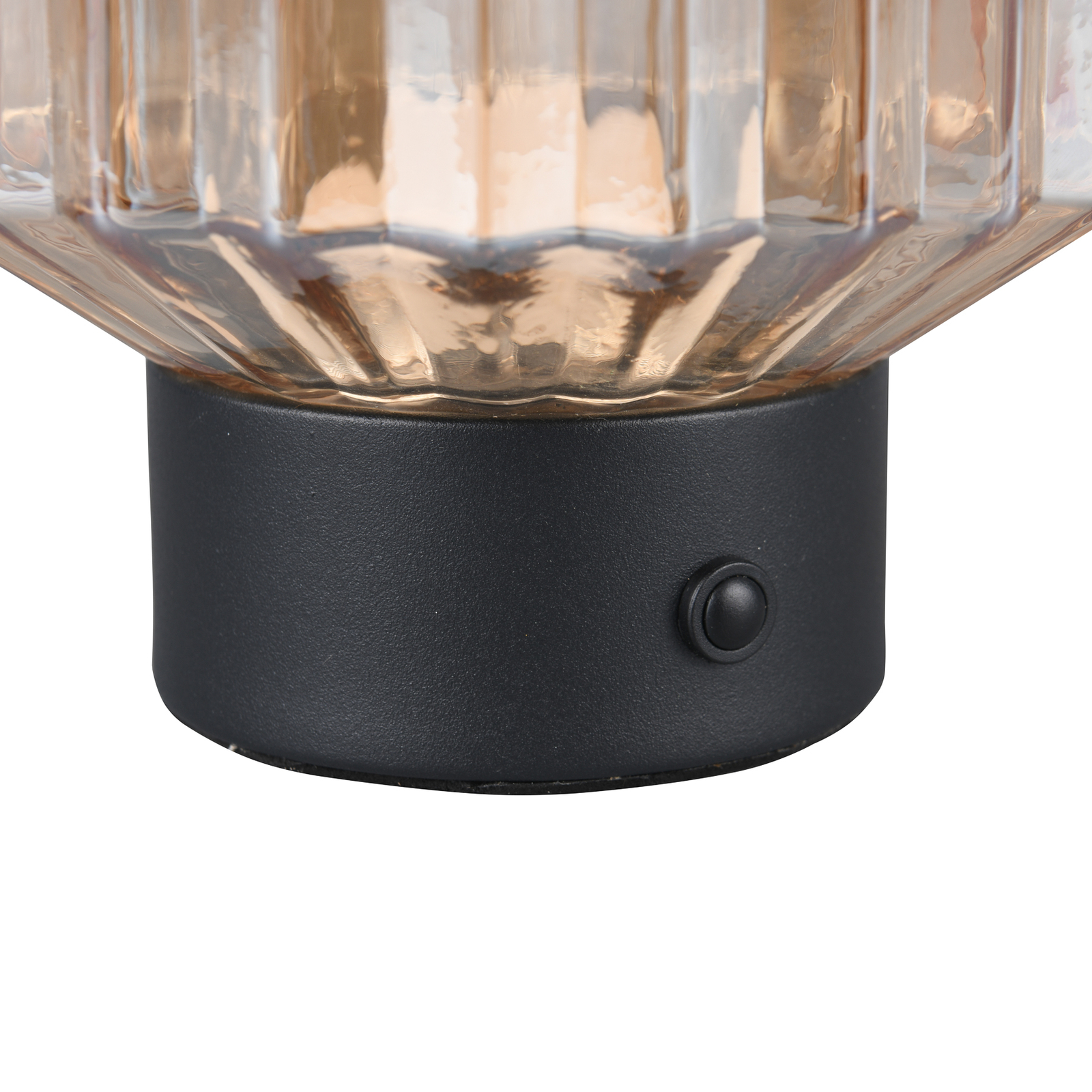 Dobíjacia stolová lampa Lord LED, čierna/jantárová, výška 19,5 cm, sklo