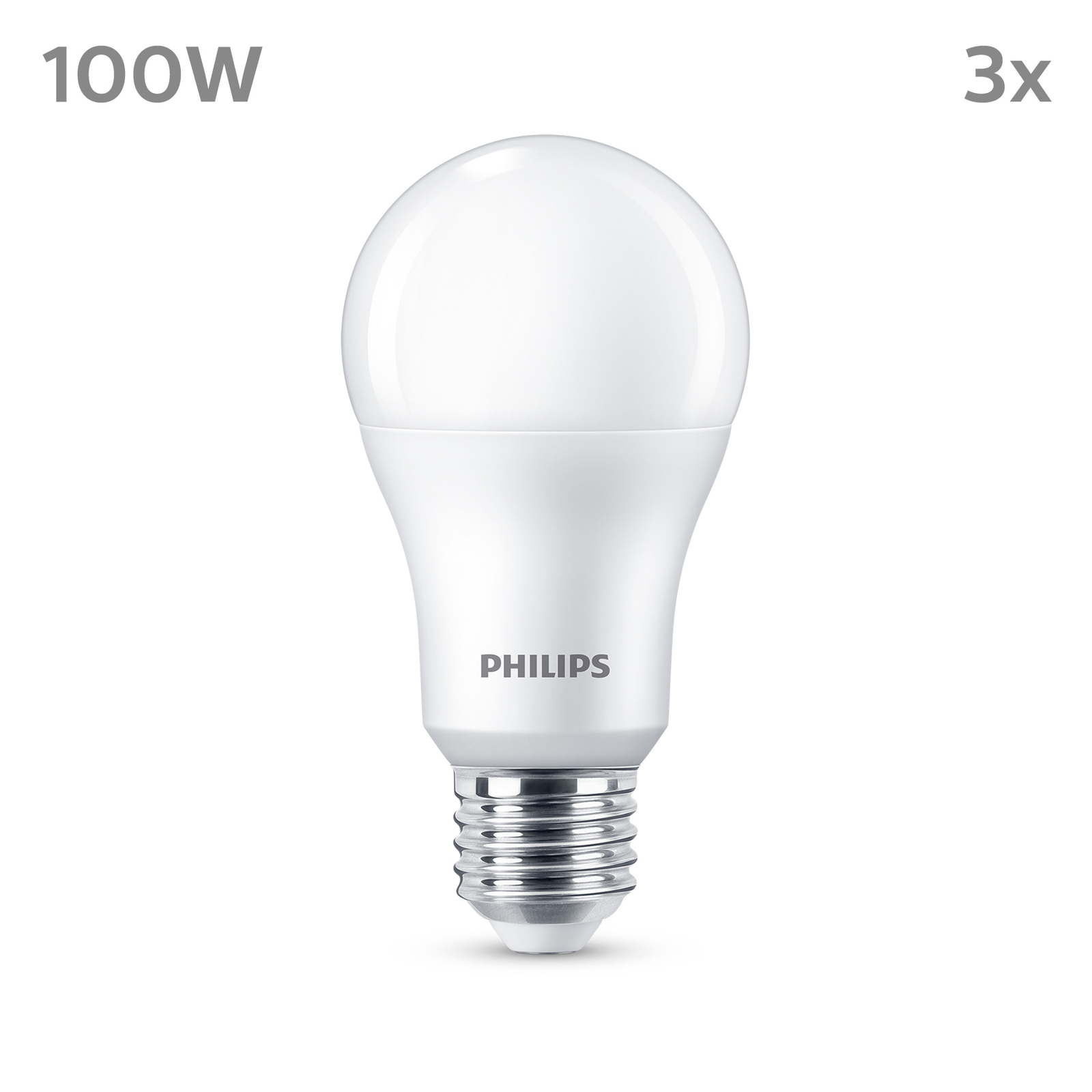 Philips LED-pære E27, 13W 1521lm 4 000 K matt 3stk