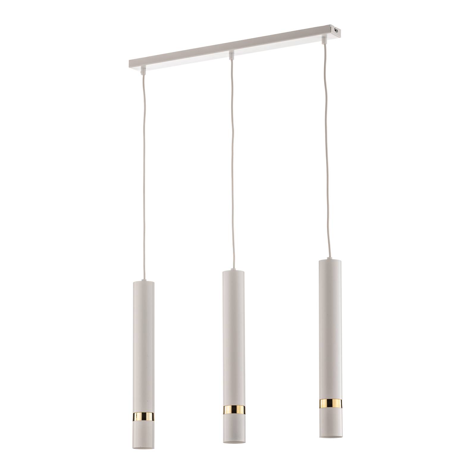 Suspension Rondo blanche/dorée 3 lampes allongée