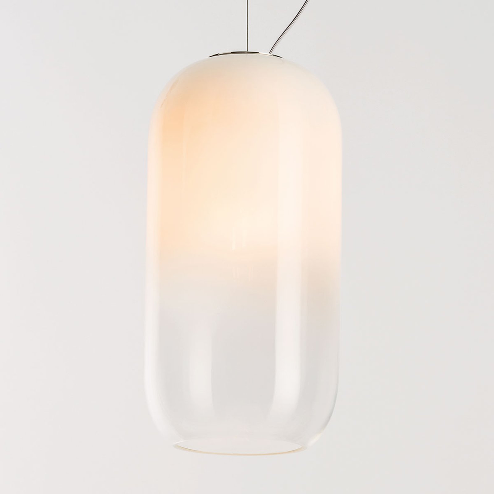 Steklena viseča svetilka Artemide Gople, bela/srebrna