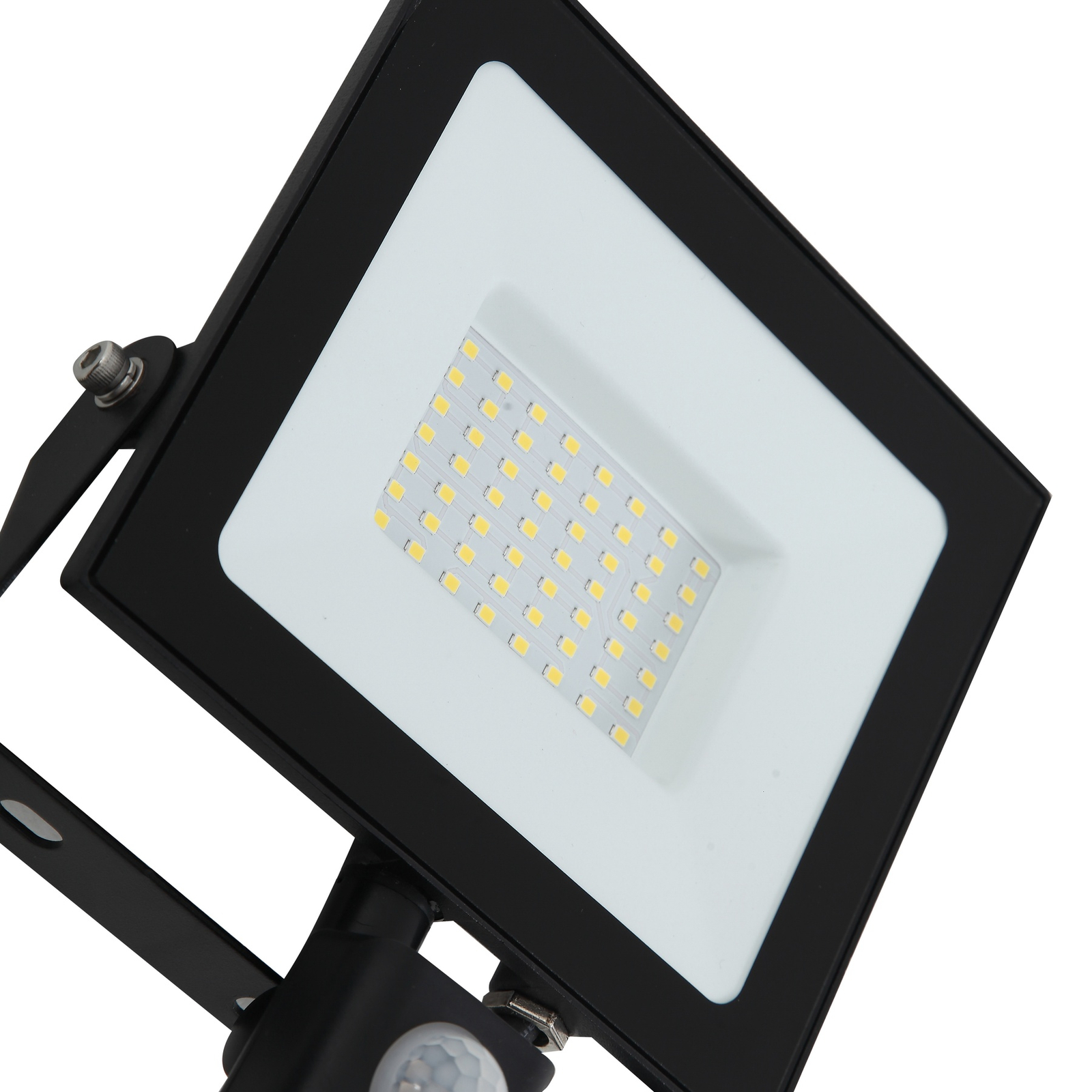 Prios LED outdoor spotlight Maikel, 50W, 4000lm, aluminium, sensor