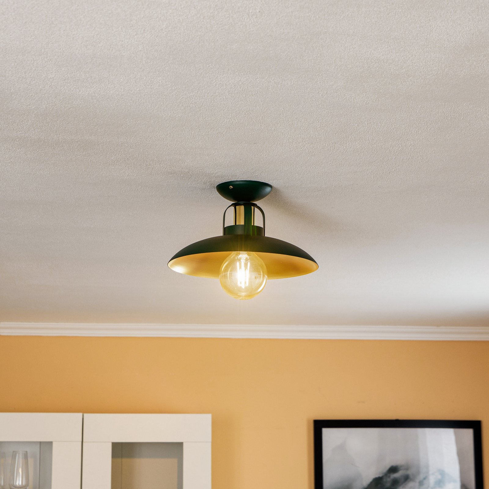 Felix ceiling lamp, green/gold