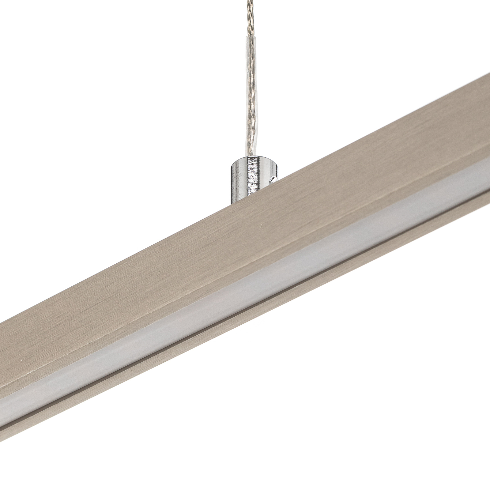 Quitani LED hanging light Tolu, nickel, length 178 cm
