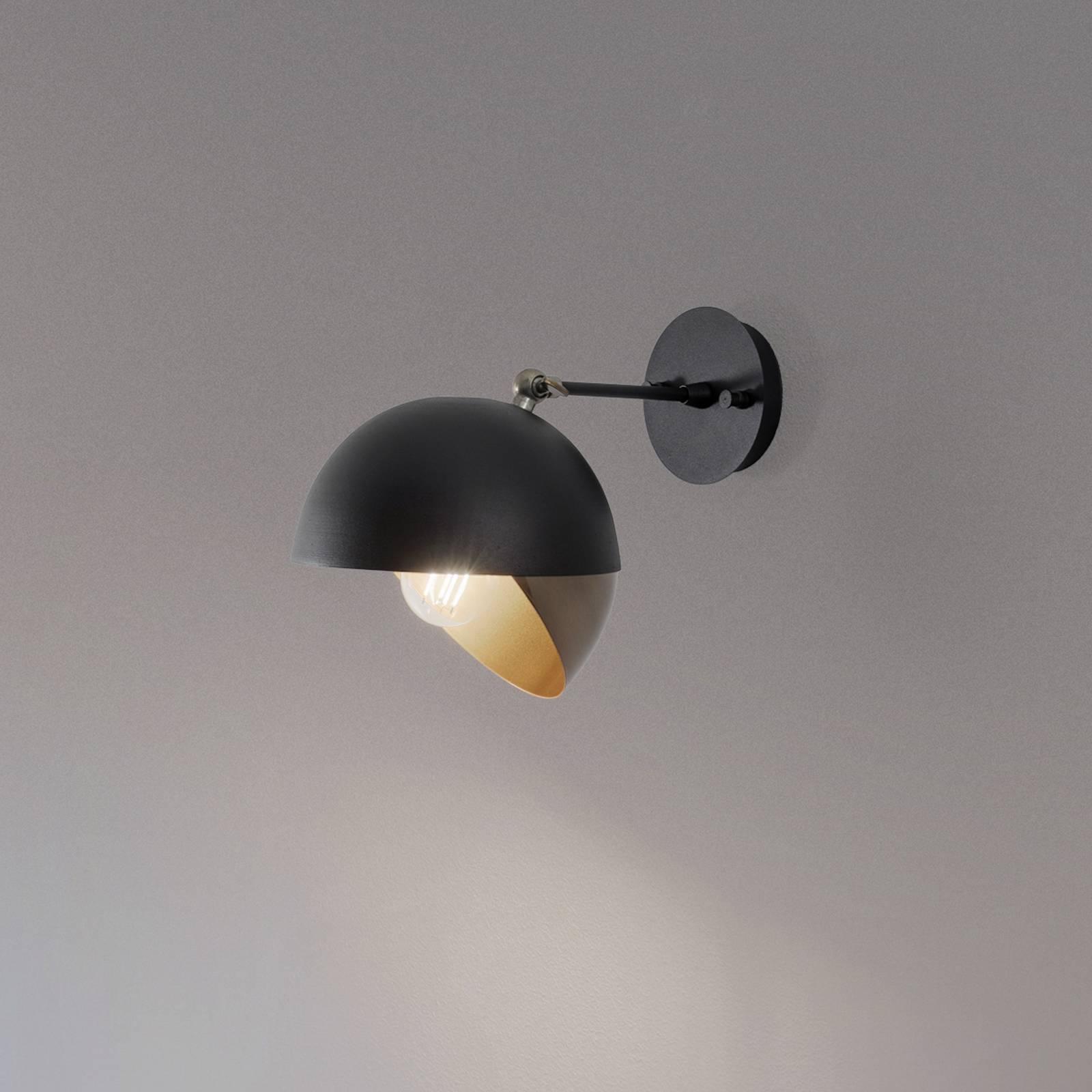Wandleuchte Berceste 252-A, schwarz/gold, Metall, Ø 20 cm günstig online kaufen