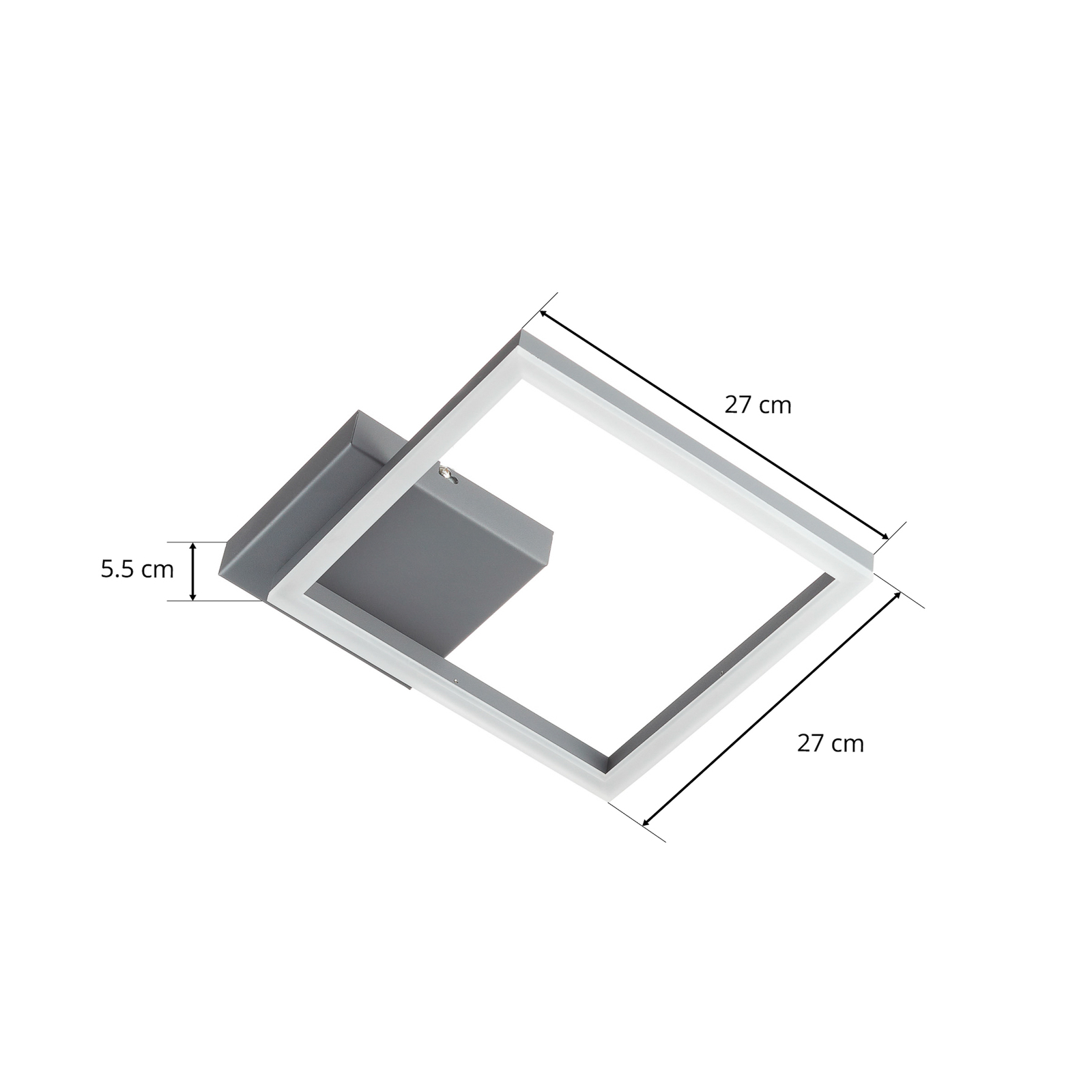 LED-Deckenleuchte Bard, 27x27 cm, anthrazit