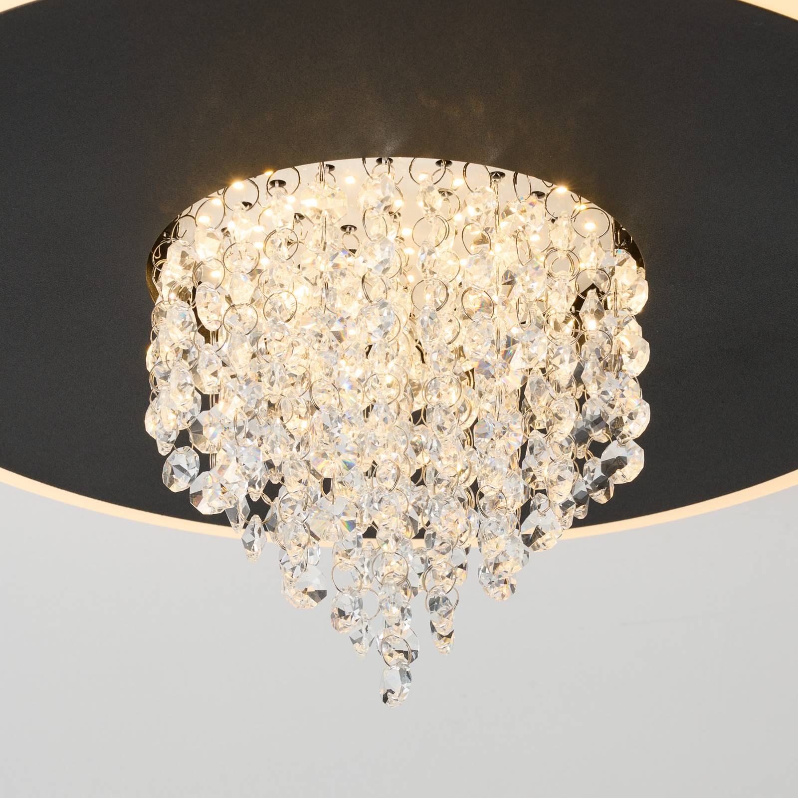 Lampa sufitowa LED Deluge, czarna, Ø 32 cm, metal/akryl