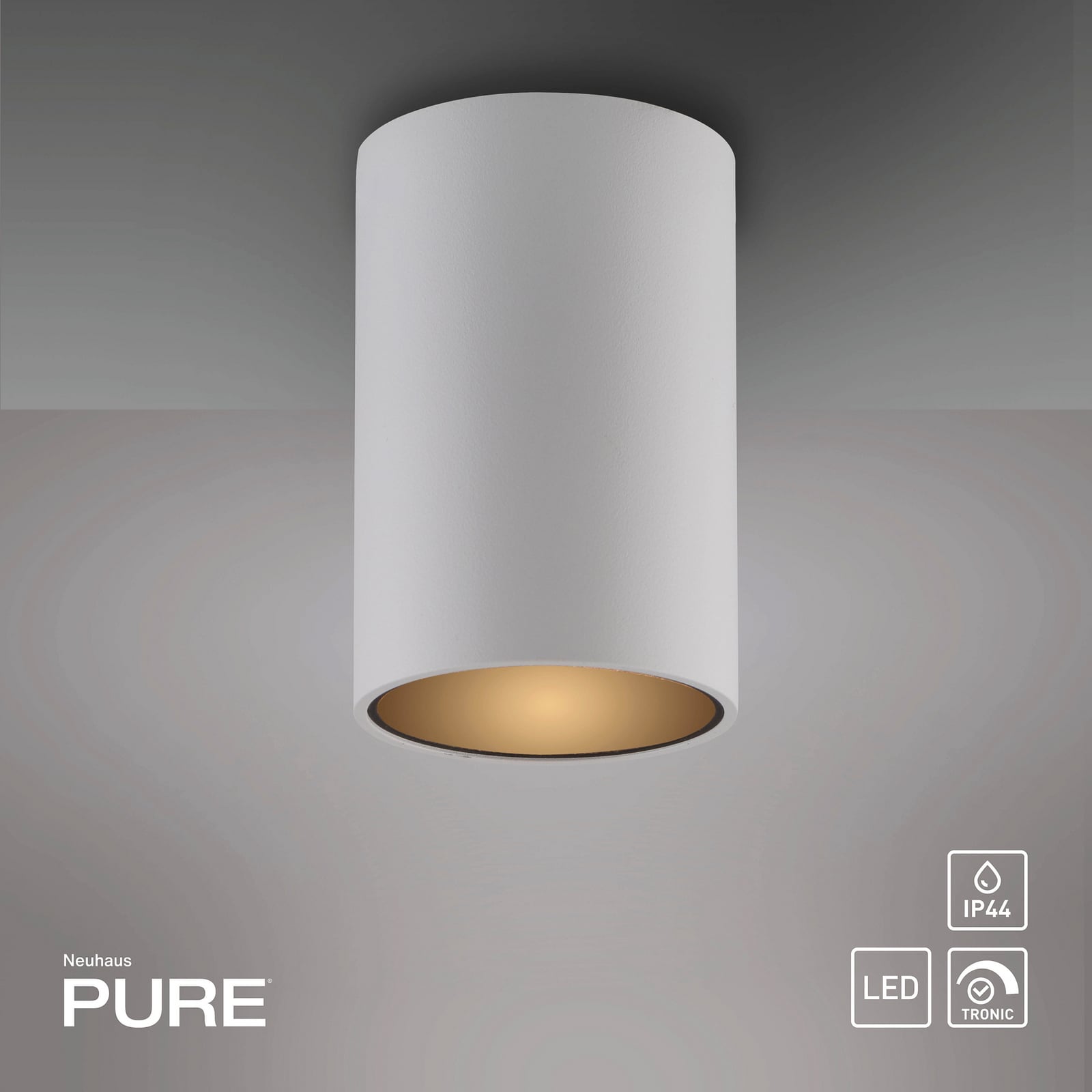 Point LED-Bad-Deckenlampe, weiß, Ø 6 cm, Metall, IP44 - PURE