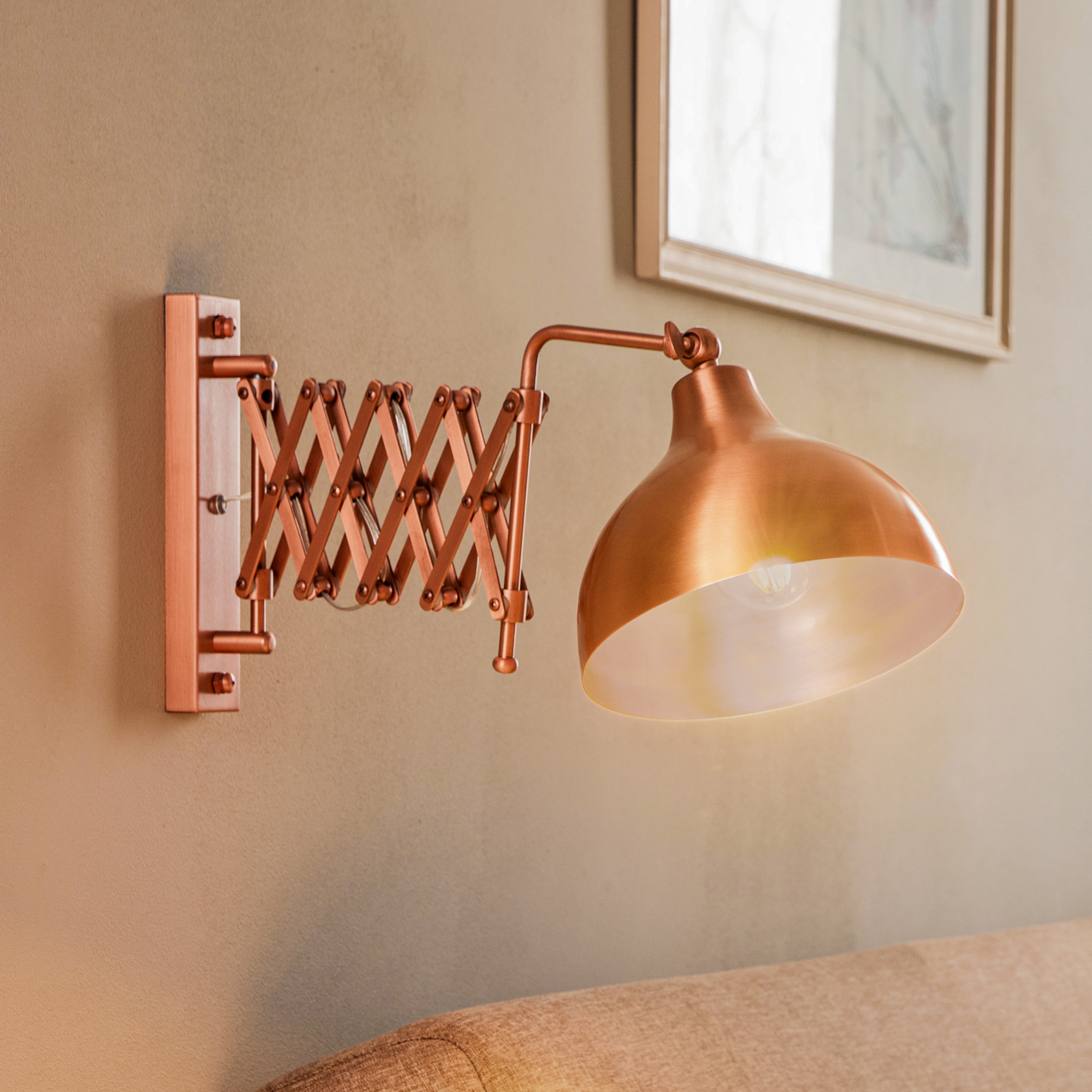Sienas lampa HAP-9082-CPR ar šķērveida kronšteinu, vara