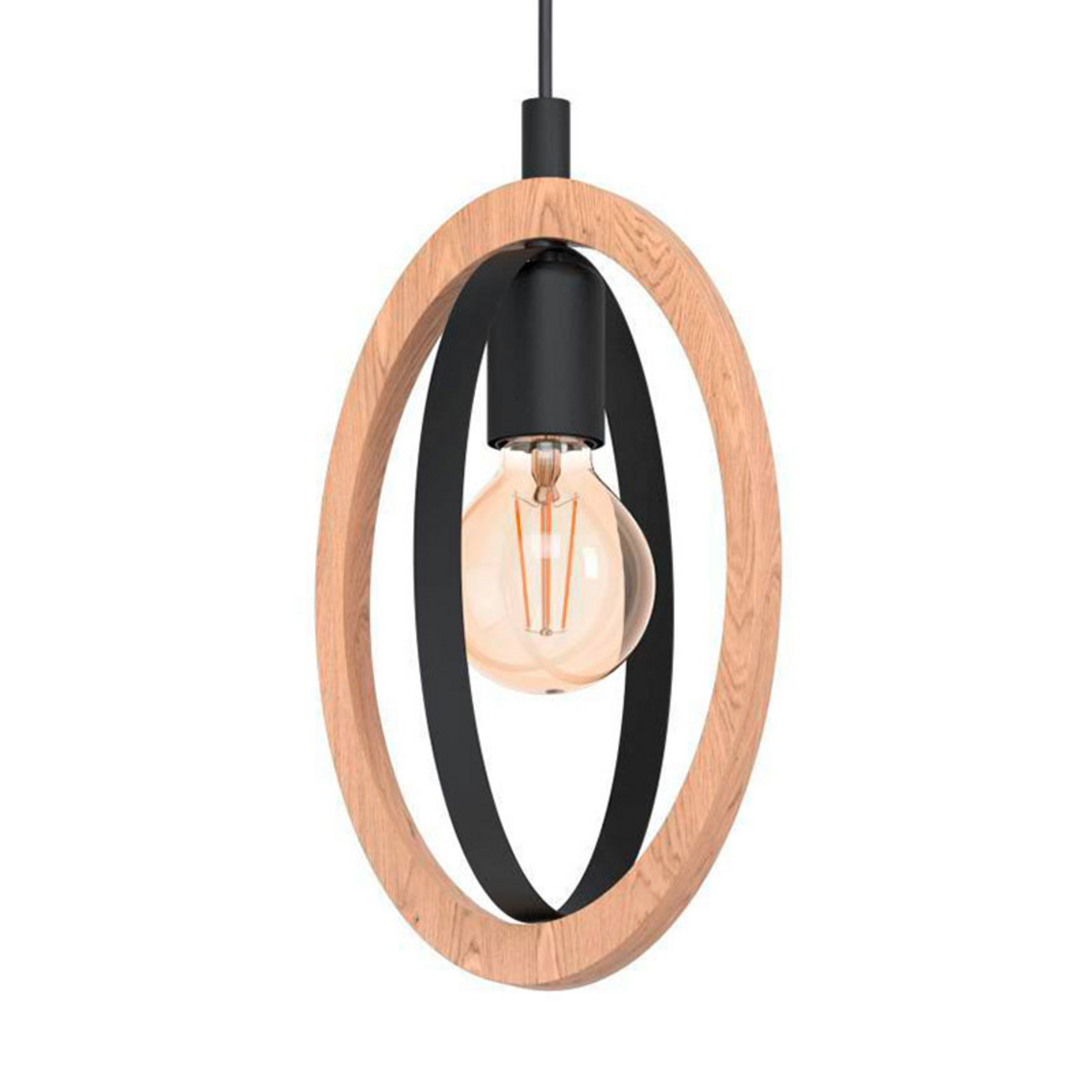 Suspension Basildon en bois/acier, à 1 lampe