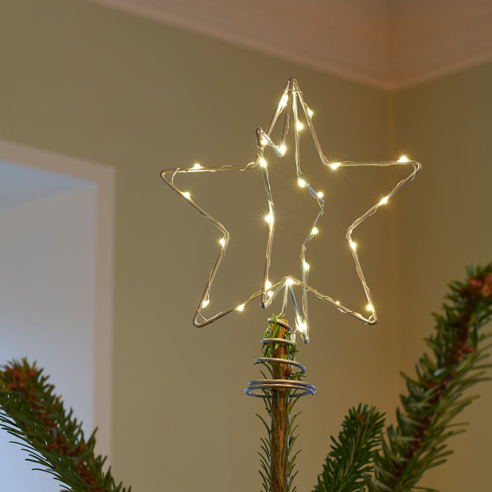 LED-Dekoleuchte Christmas Top, silber