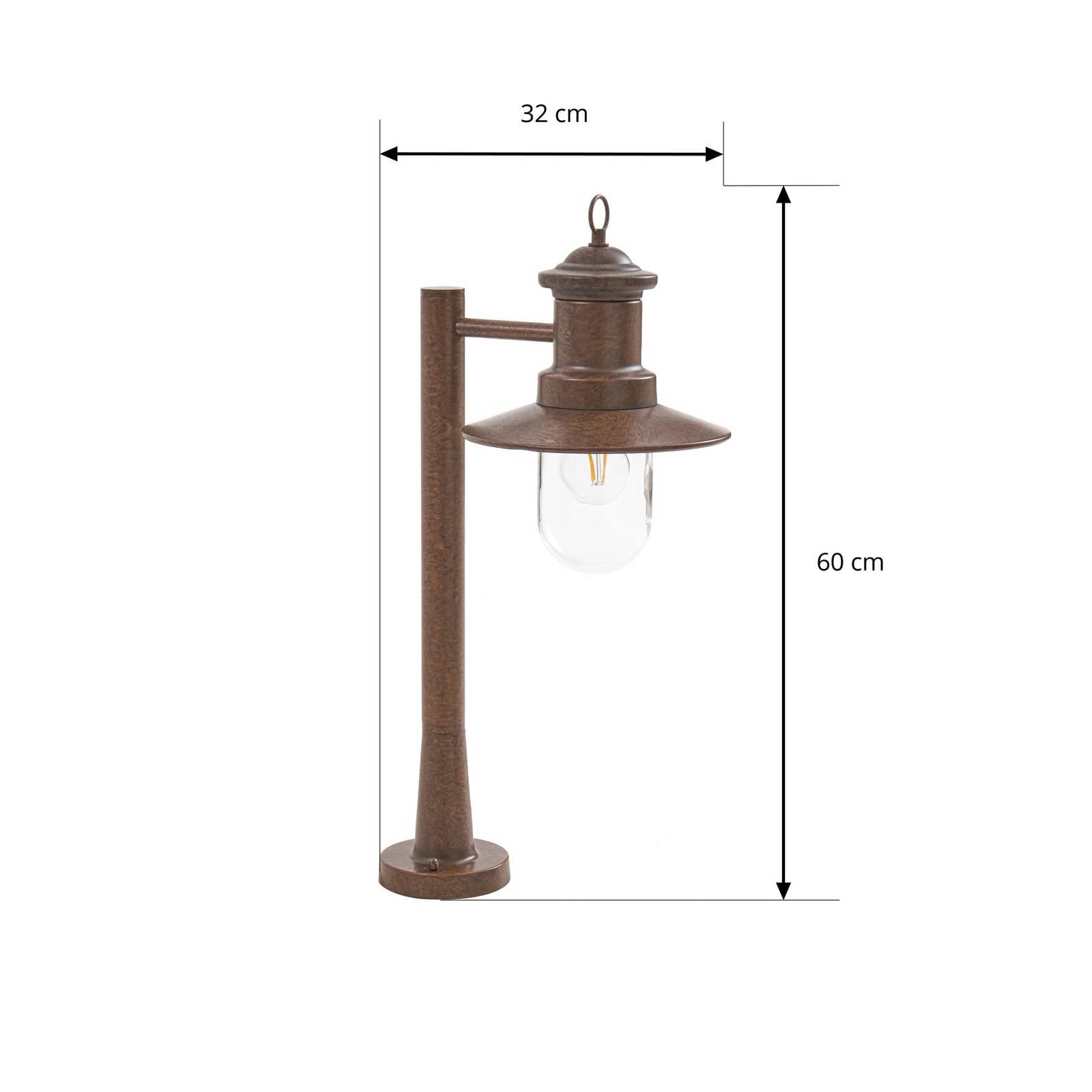 Lindby Słupek oświetleniowy Eloretta, rdza, 60 cm, stal, IP44, E27