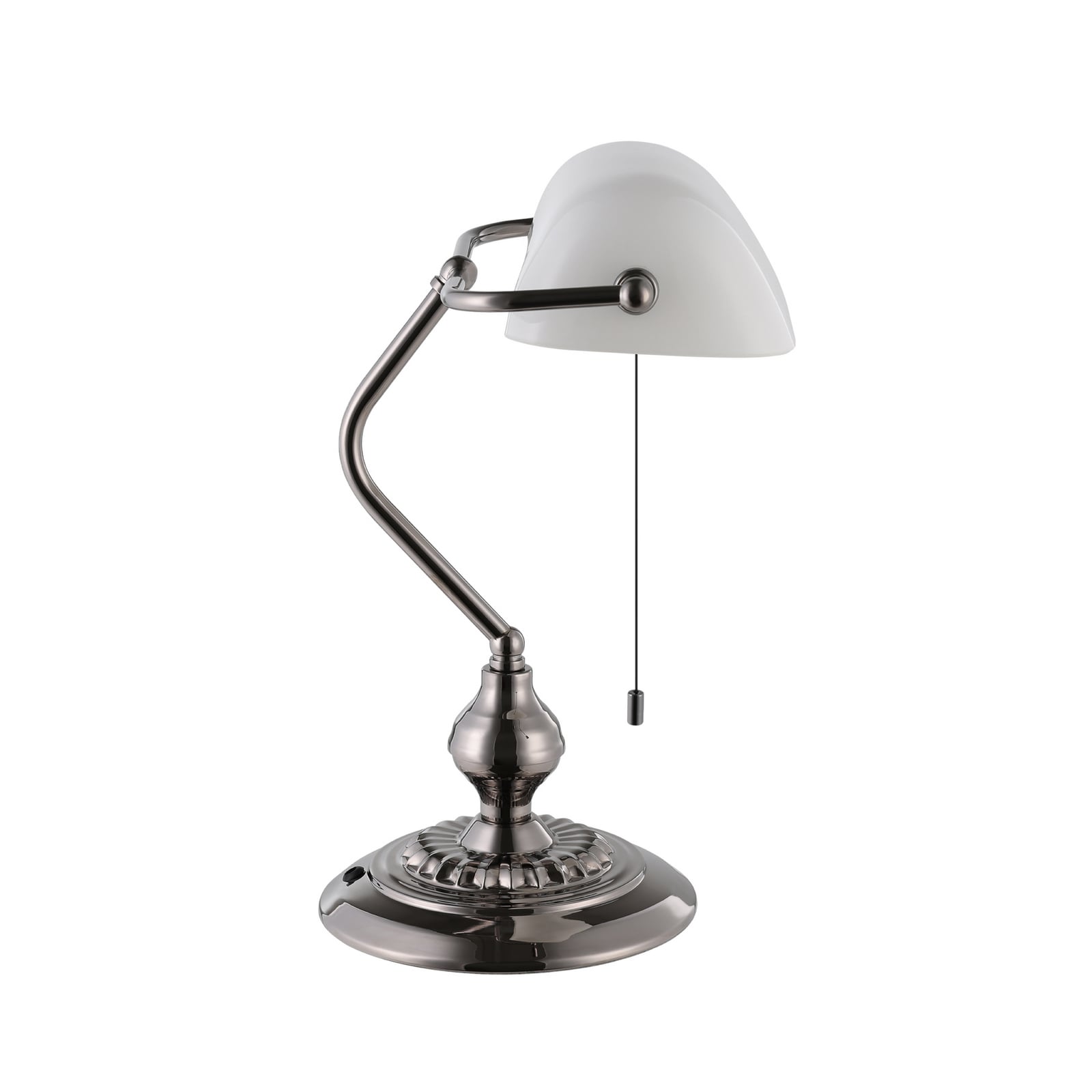 Lampe à poser BANKER, couleur nickel, hauteur 39 cm, métal/verre