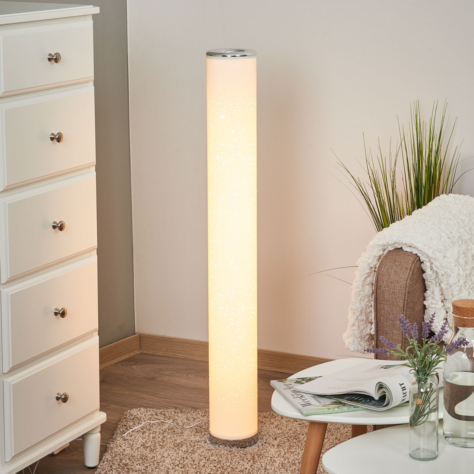 Lámpara de pie LED Ecris con efecto brillo