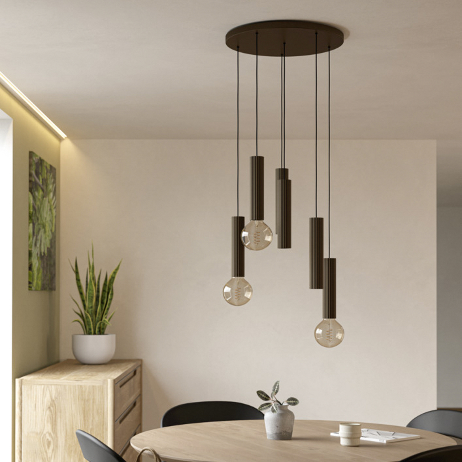 EGLO hanglamp FARIOLO, bronskleurig, Ø 48 cm, 6-lamps. EGLO hanglamp FARIOLO, bronskleurig, Ø 48 cm, 6-lamps.