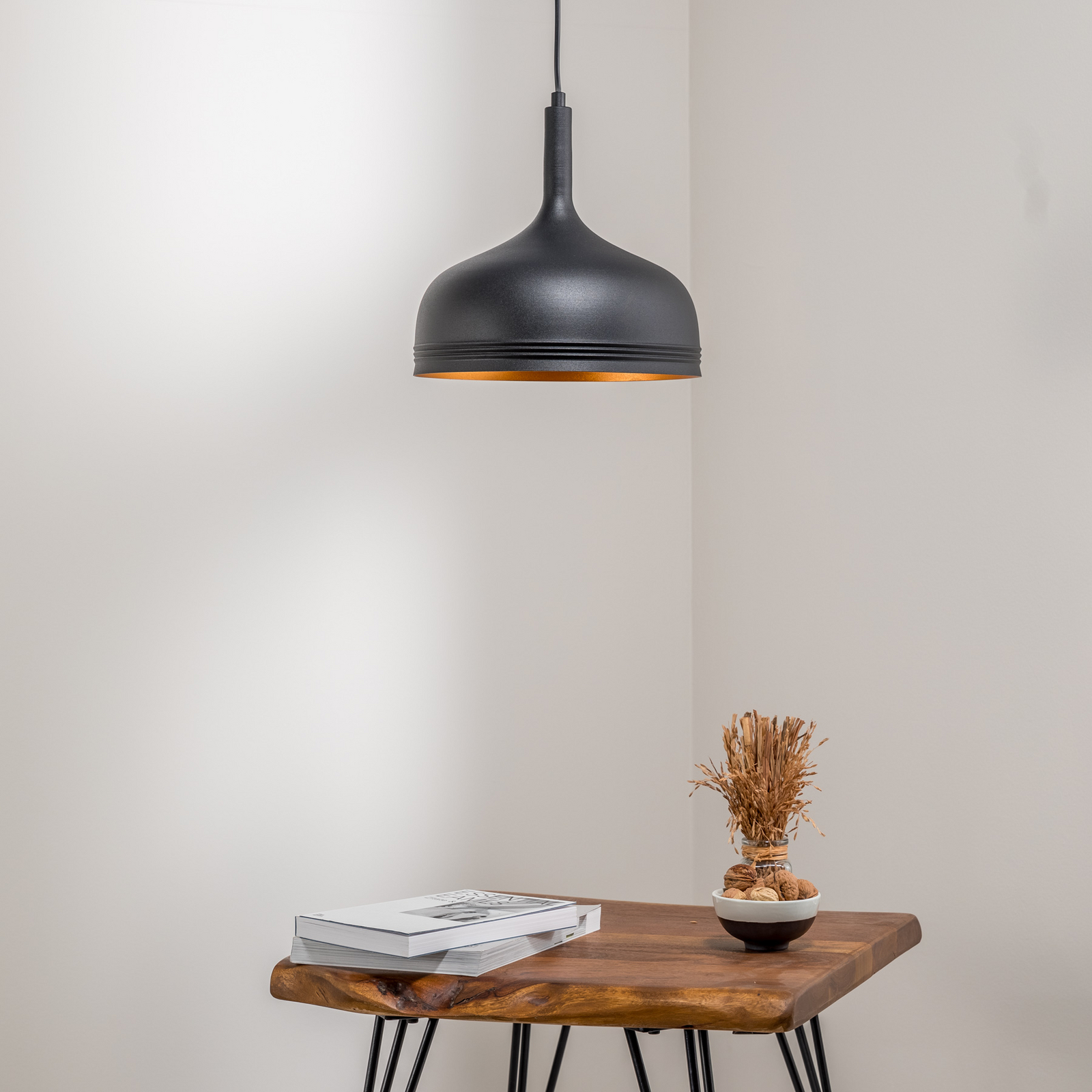 Lampă suspendată Berceste 187BLACK-S, negru, metal, Ø 30 cm