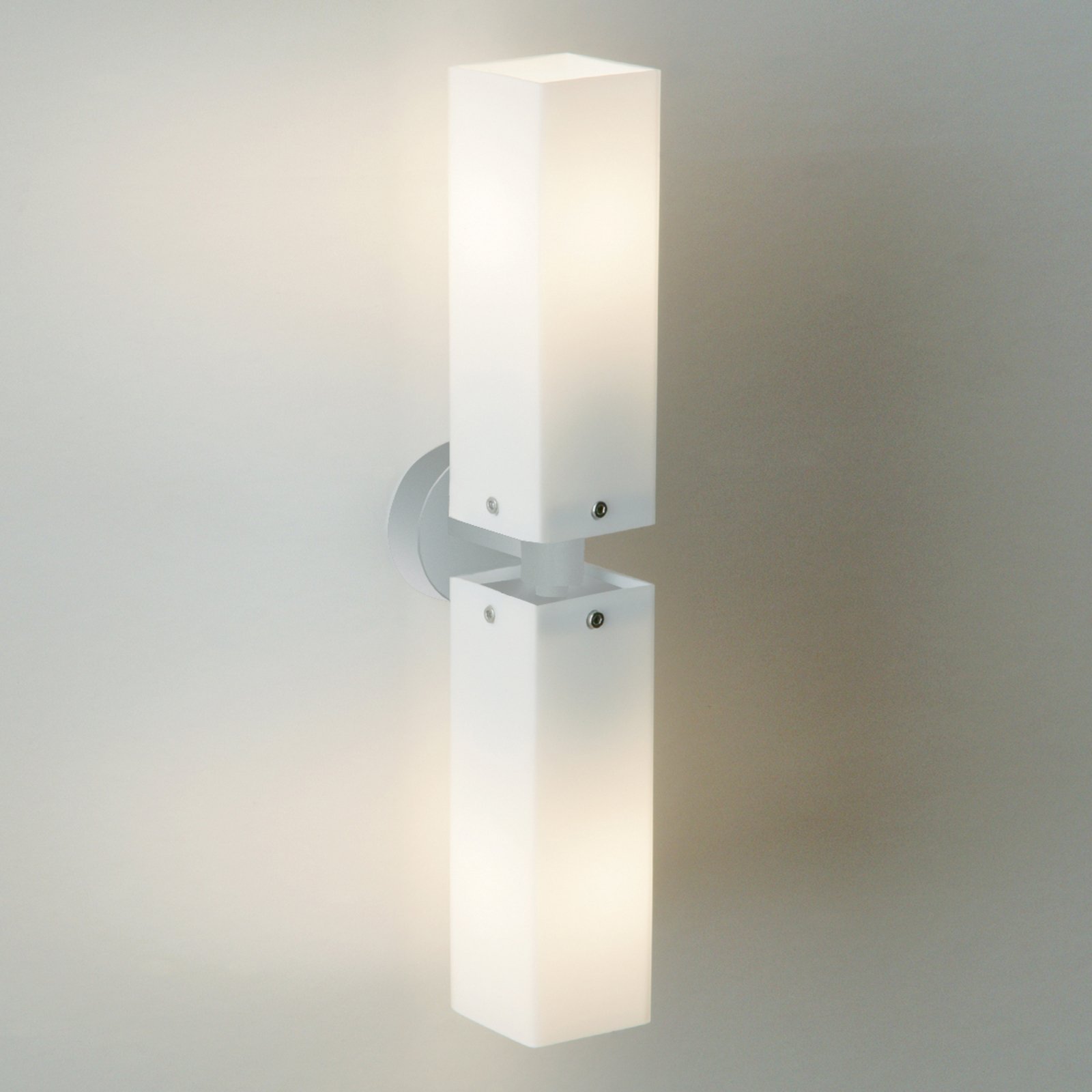Top Light Double wall light CUBE TWIN, matt nickel, for Bathroom, glass, metal, E27, 60 W, energy efficiency: A++, W: 6.5 cm, H: 38.5 cm
