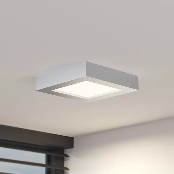 Lampenwelt Prios LED-Deckenleuchte Alette, silber, 17,2 cm, dimmbar