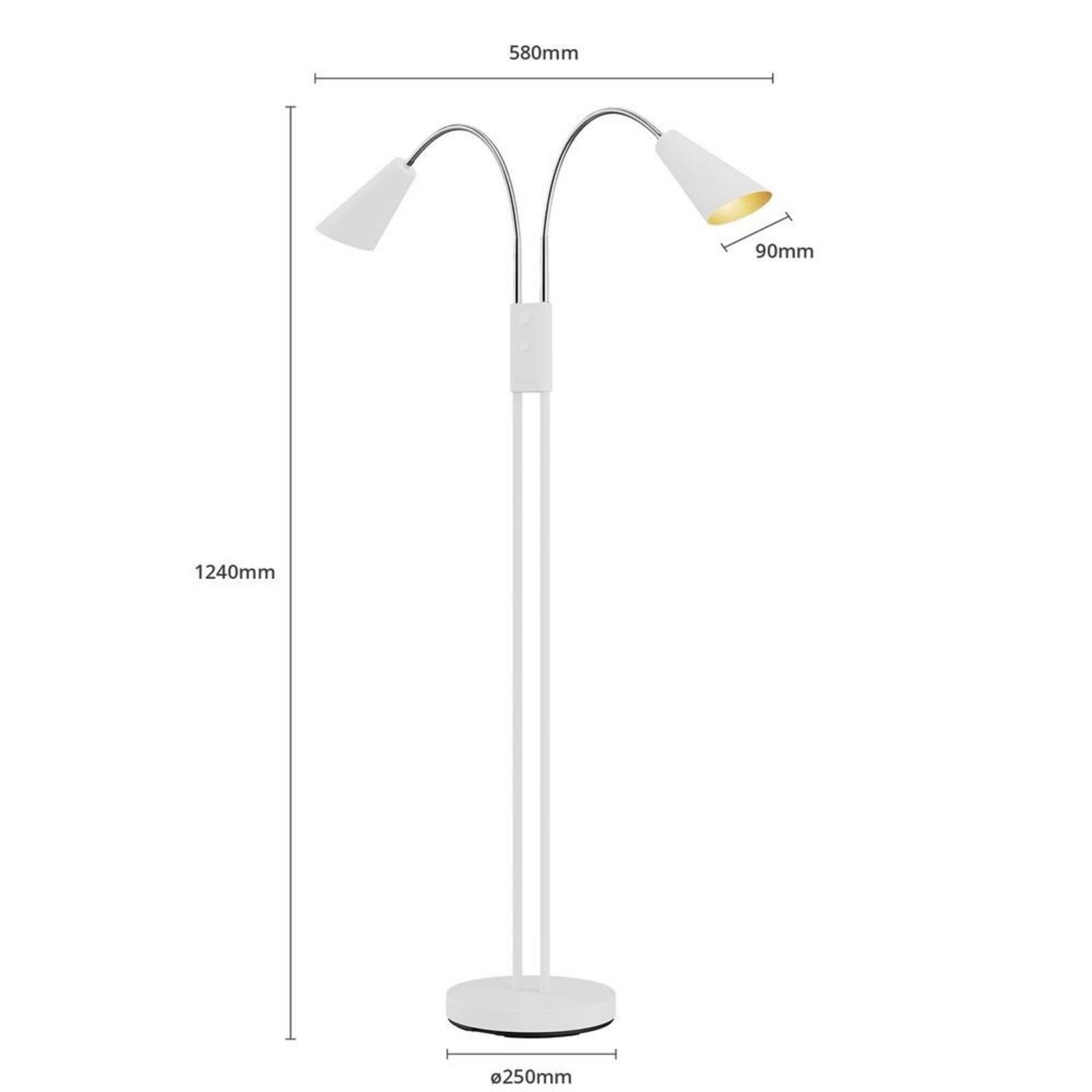 Medira 2 Lampadar White - Lucande