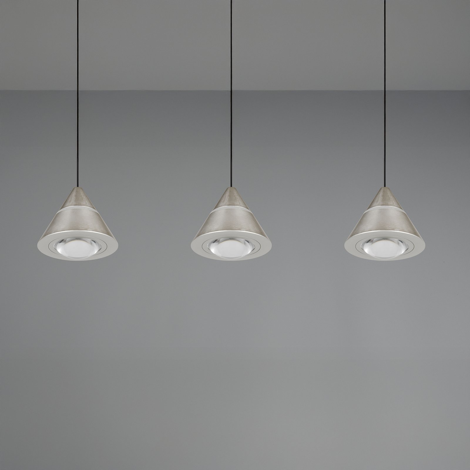 LED-pendellampe Romeo Lengde 55 cm nikkelfarget metall 3 lyskilder