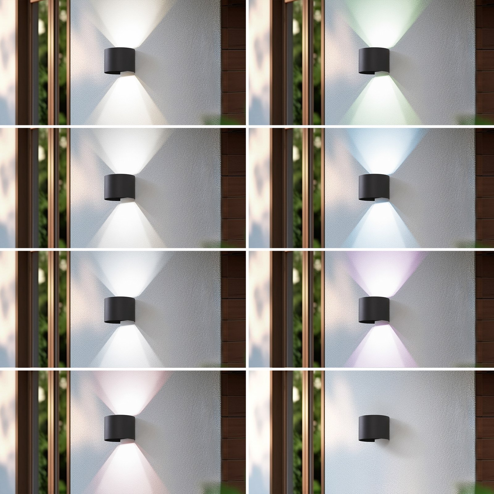 Lindby Smart LED outdoor wall lamp Dara grey round CCT RGB Tuya