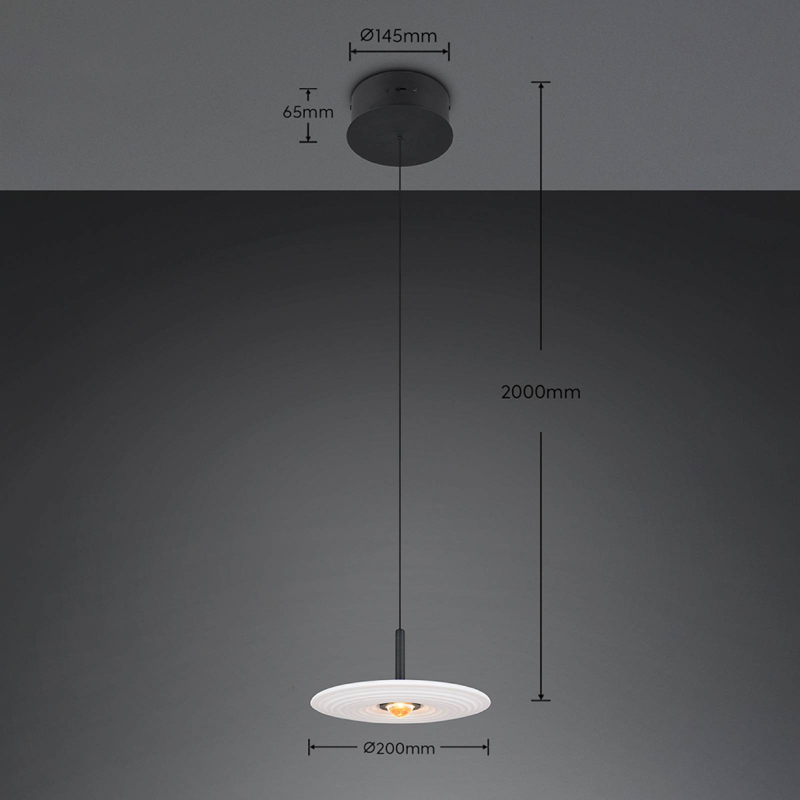 LED-pendellampe Sirena, hvit, Ø 20 cm, glass, CCT