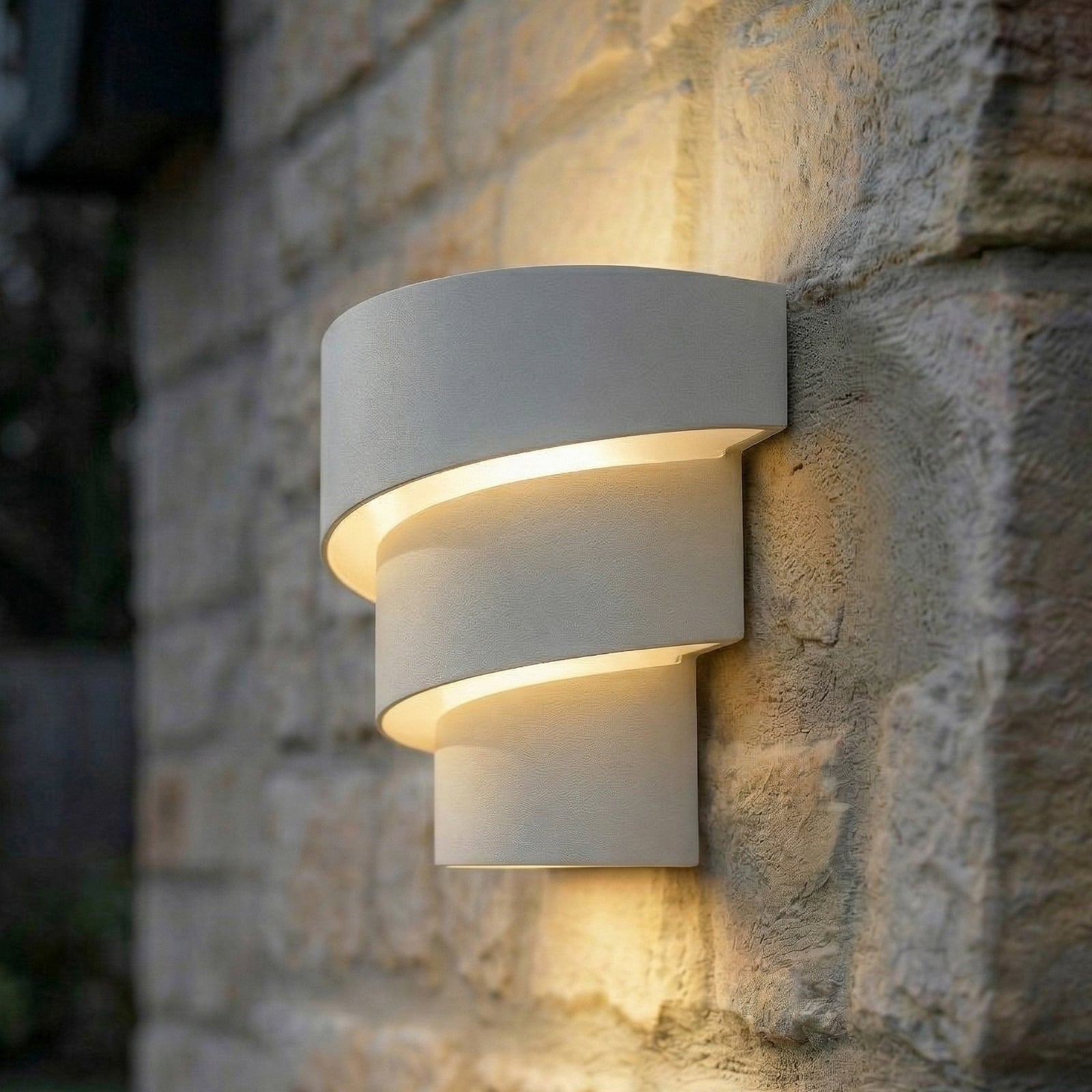 Lindby LED outdoor wall light Valir, white, three lampshades, IP54
